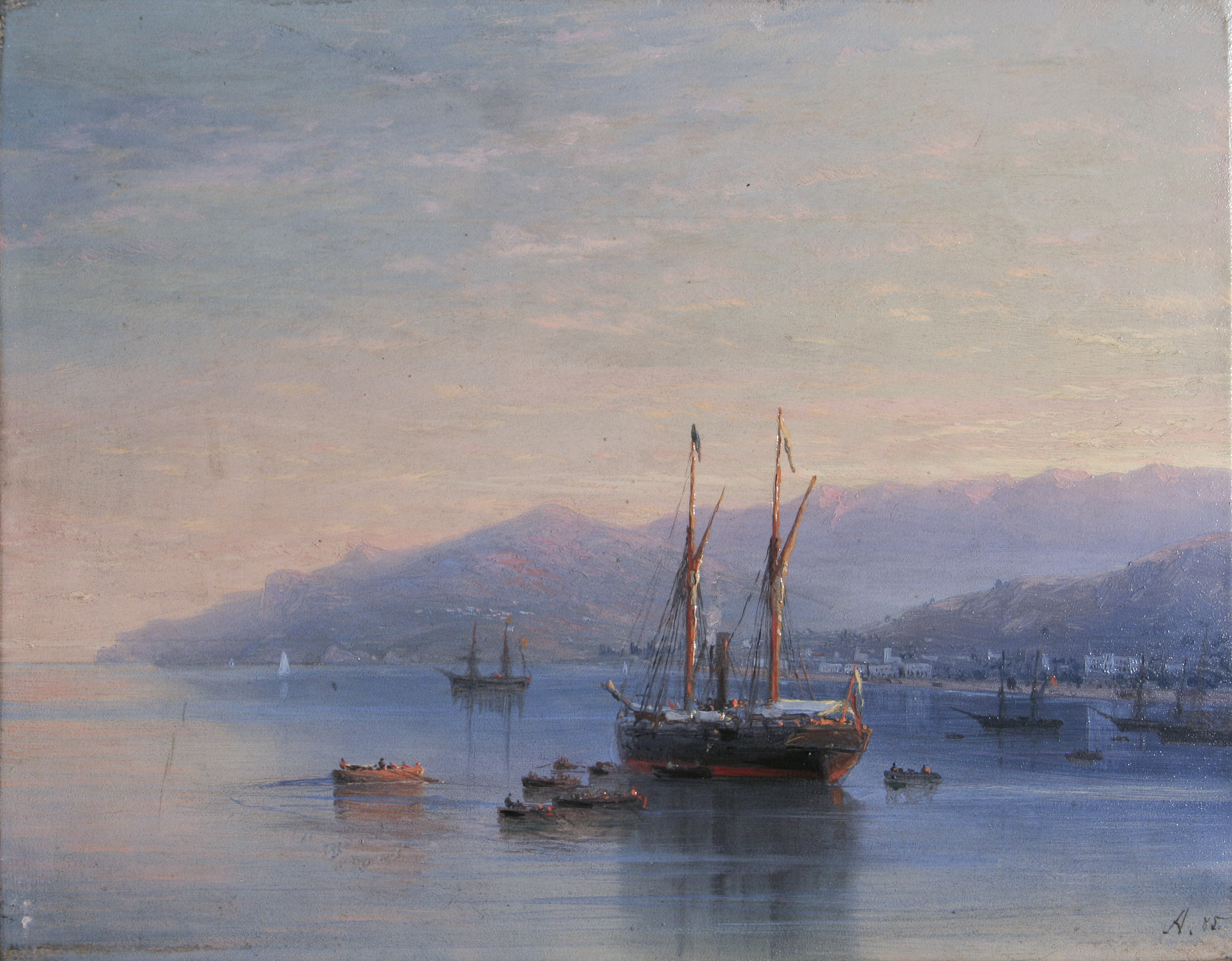 ساحل يالطا by Ivan Aivazovsky - 1864 م - 18.5 في 24 سم 
