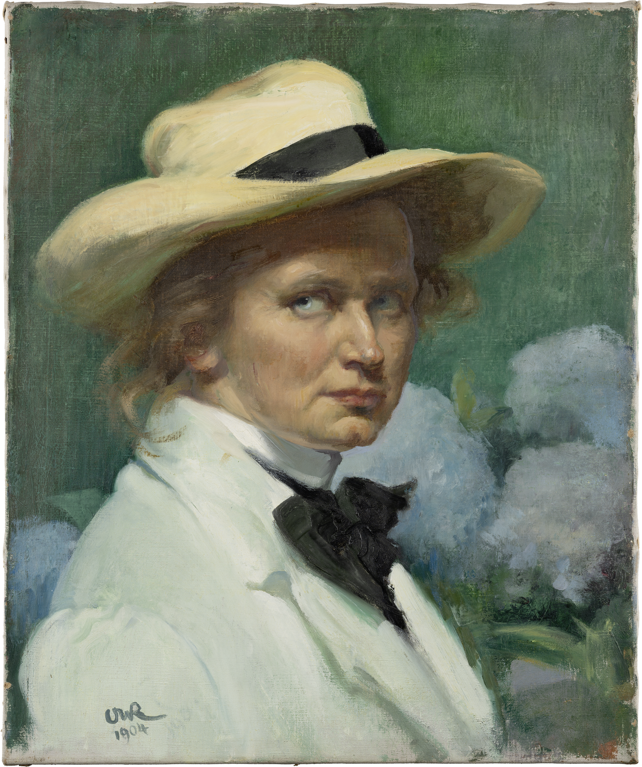 Zelfportret met hoed by Ottilie W. Roederstein - 1904 - 55,3 x 46,1 cm Städel Museum