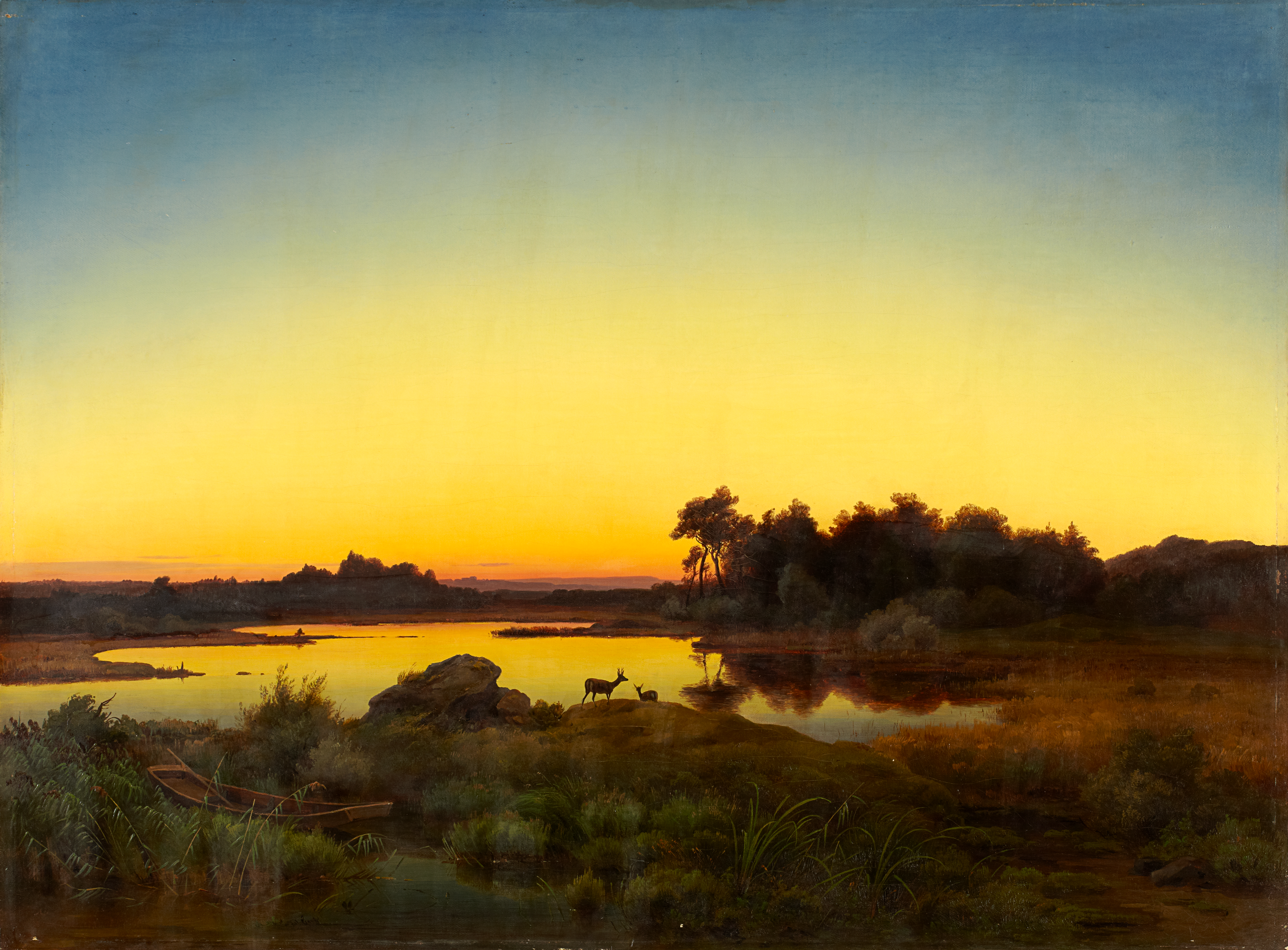 Landscape with Deer at Sunset by Anton Zwengauer - 1847 - 83 x 110 cm Städel Museum