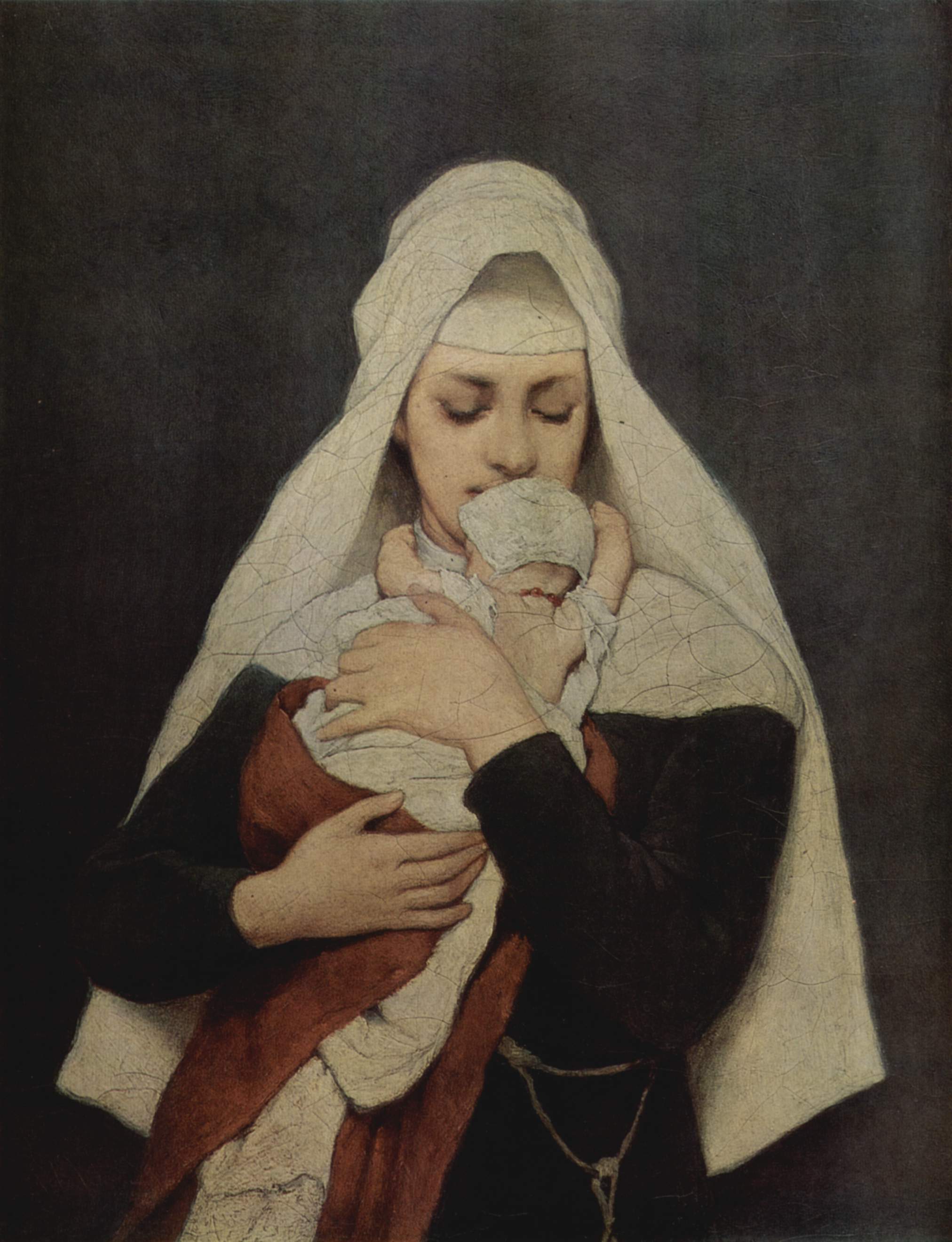Findelkind（拾われた子） by Gabriel Von Max - 1870-1880年 - 32.5 x 25.5 cm 