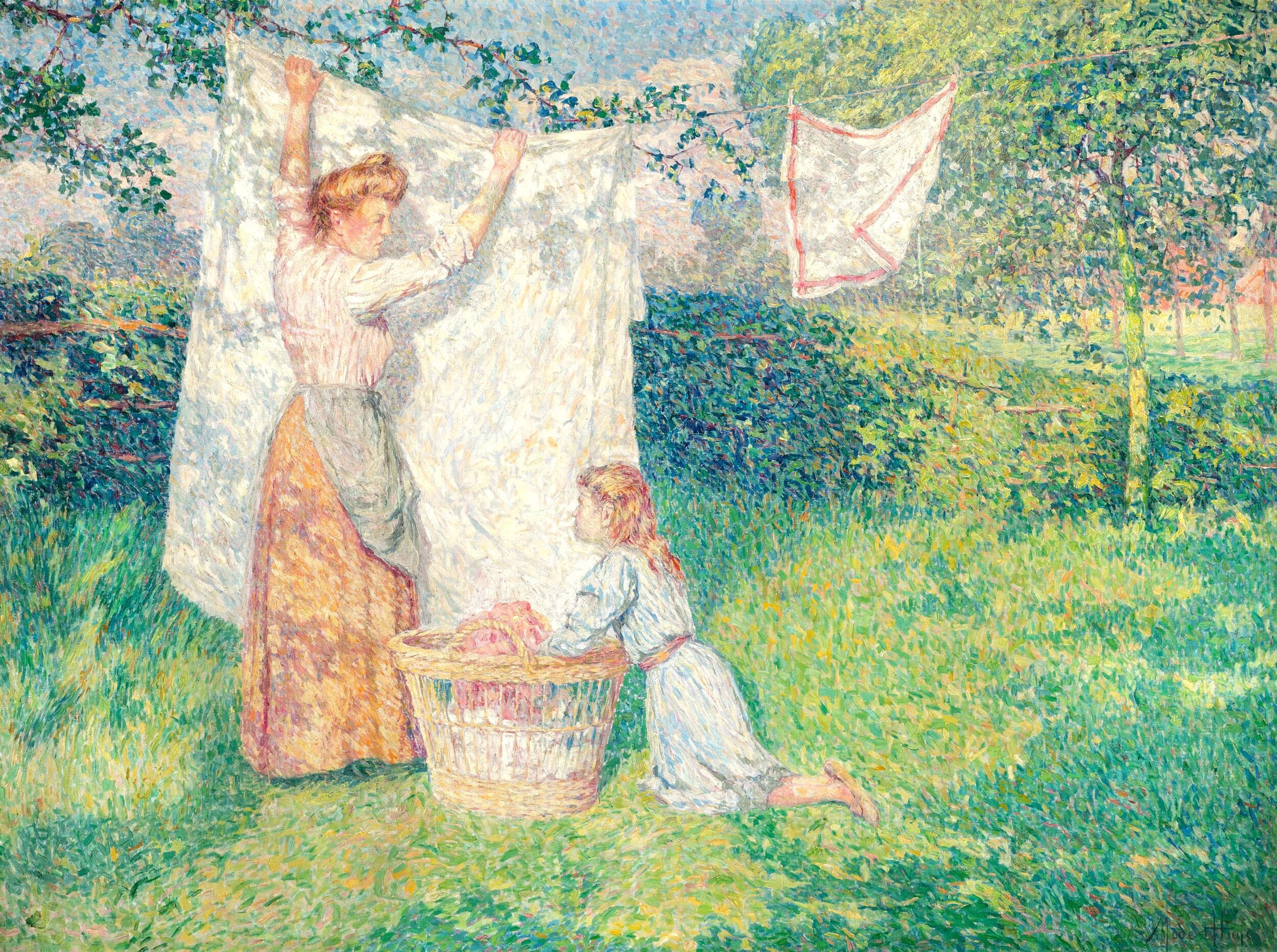 خشک کردن رخت‌ها by Modest Huys - ۱۹۰۸ - ۹۵ × ۱۲۸ سانتی‌متر 