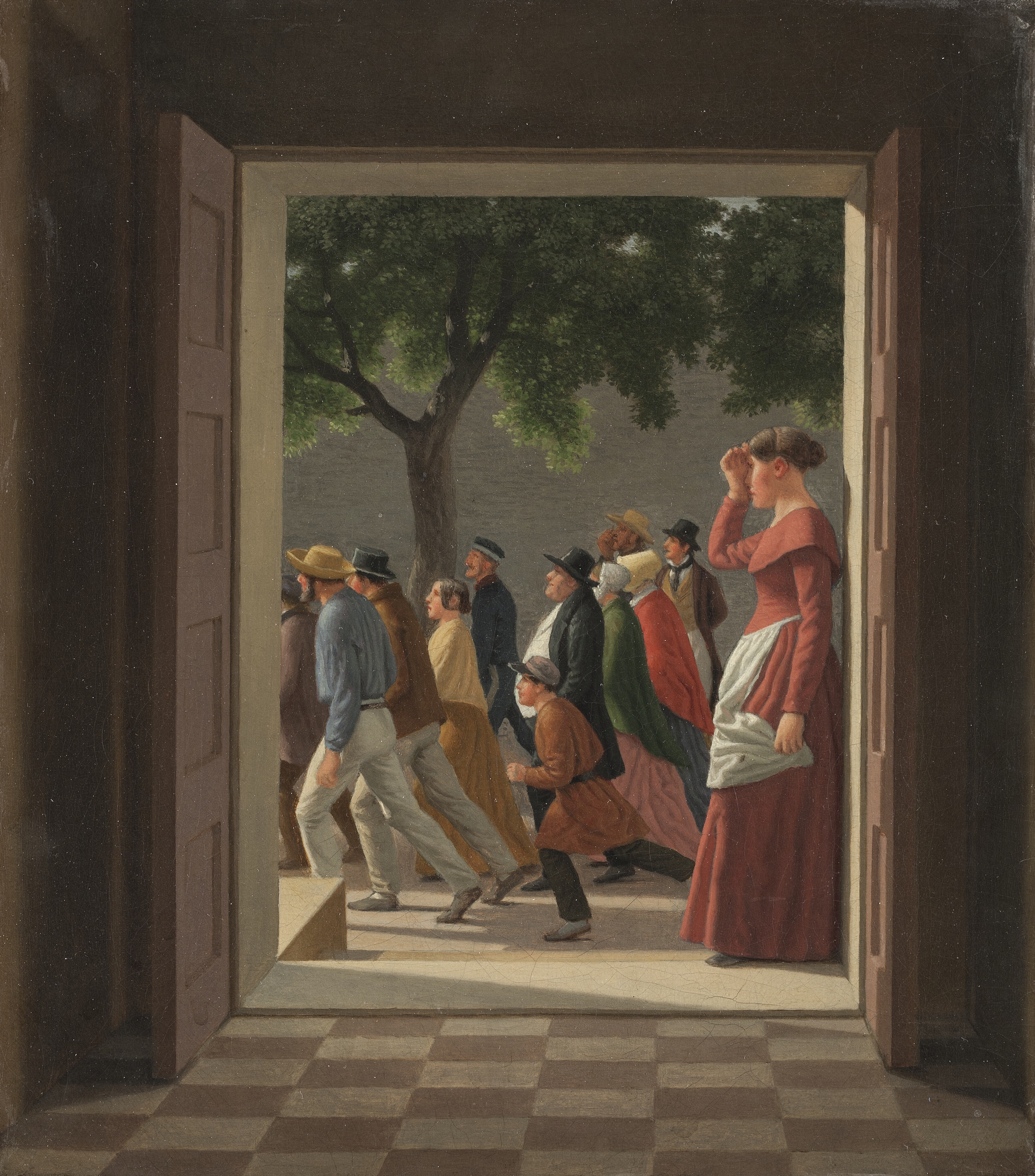 View through a Door to Running Figures by C.W. Eckersberg - 1844 - 1845 - 31 x 27 cm Statens Museum for Kunst