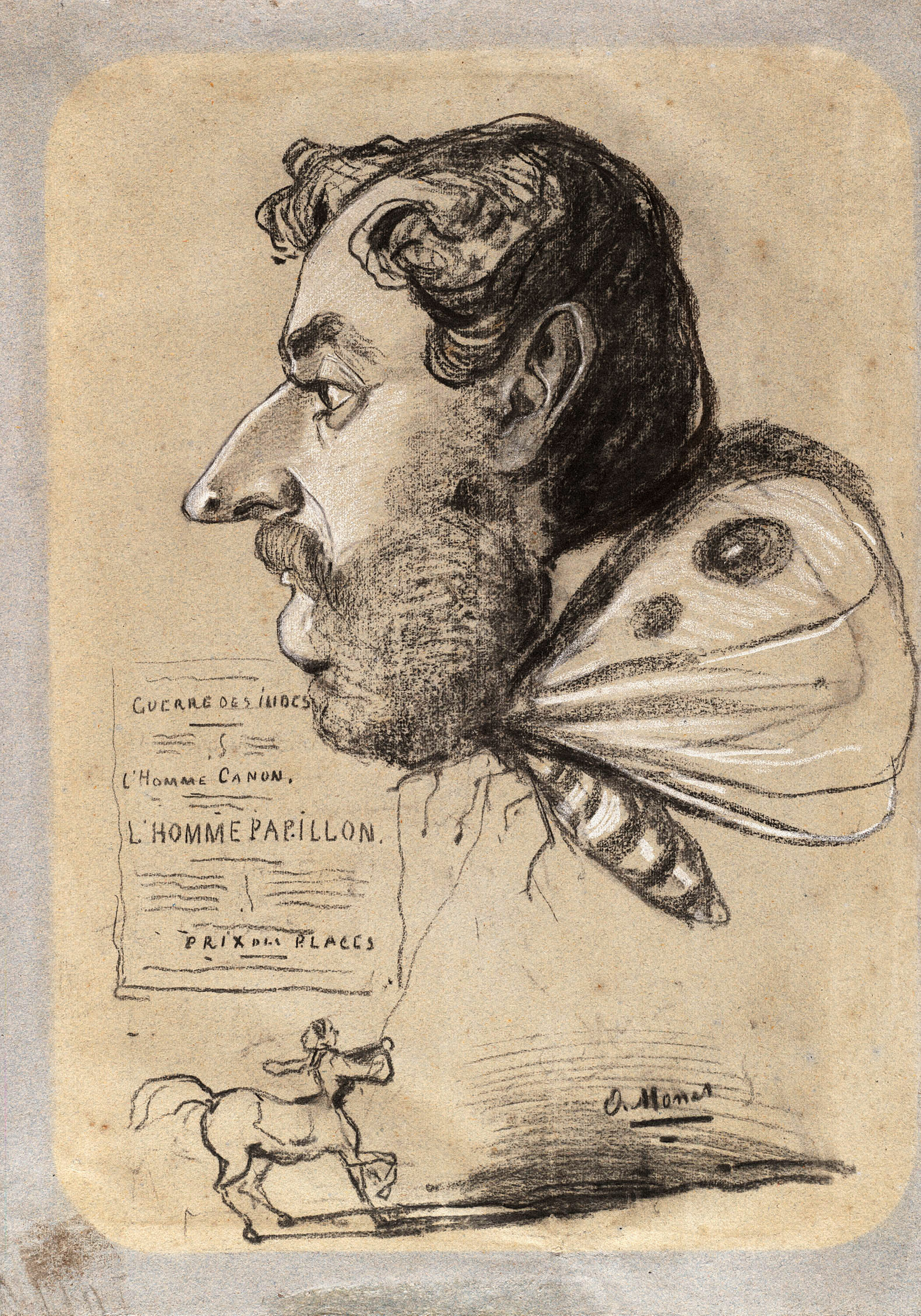 Caricature of Jules Didier (Butterfly Man) by Claude Monet - c. 1858 - 616 × 436 mm Art Institute of Chicago