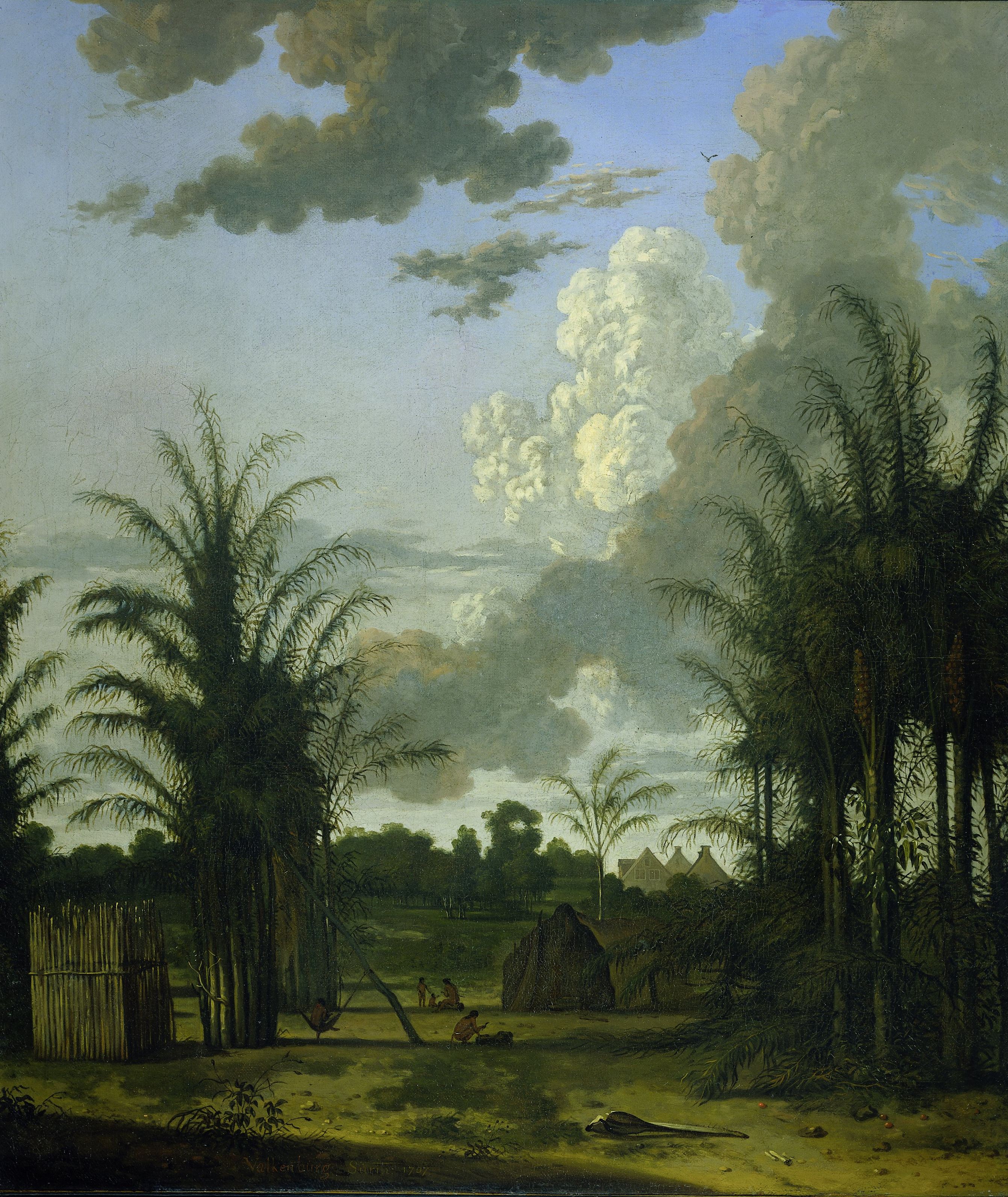 Plantation au Suriname by Dirk Valkenburg - 1707 - 52,5 cm x 45,5 cm 