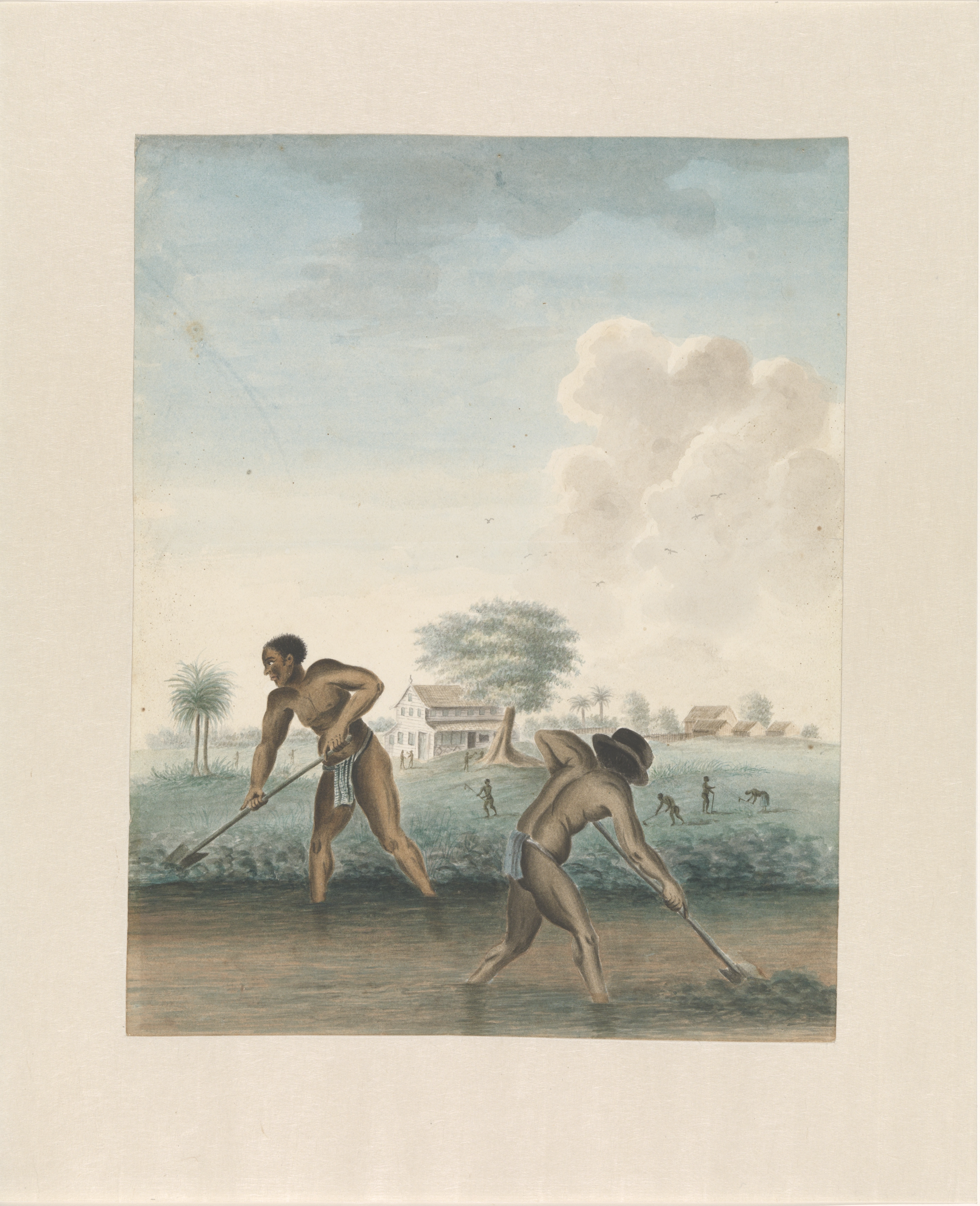 Enslaved men digging trenches by Unknown Artist - c. 1850 - 32.5 cm × 25.4 cm Rijksmuseum