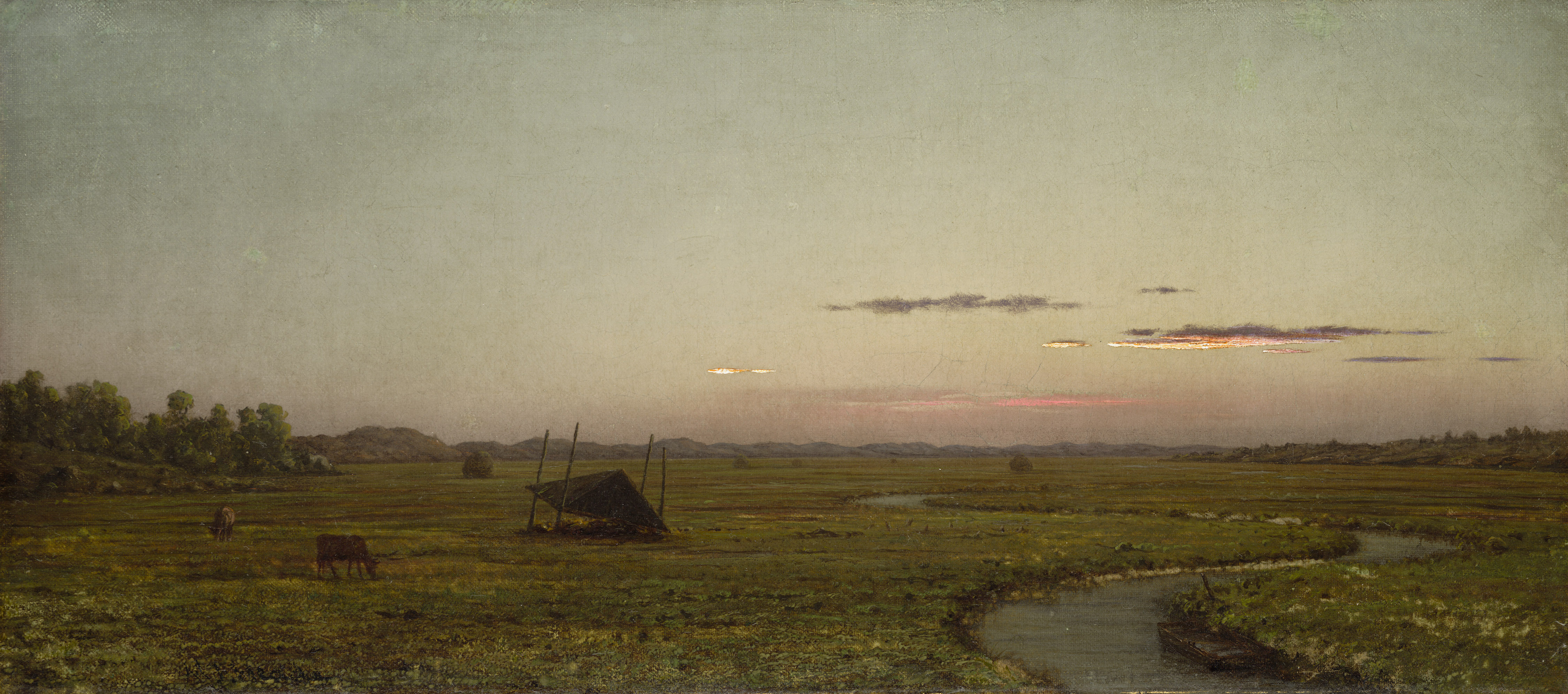 Winding River, Sunset by Martin Johnson Heade - 1863 - 10 3/16 x 22 3/16 in. Wadsworth Atheneum Museum of Art