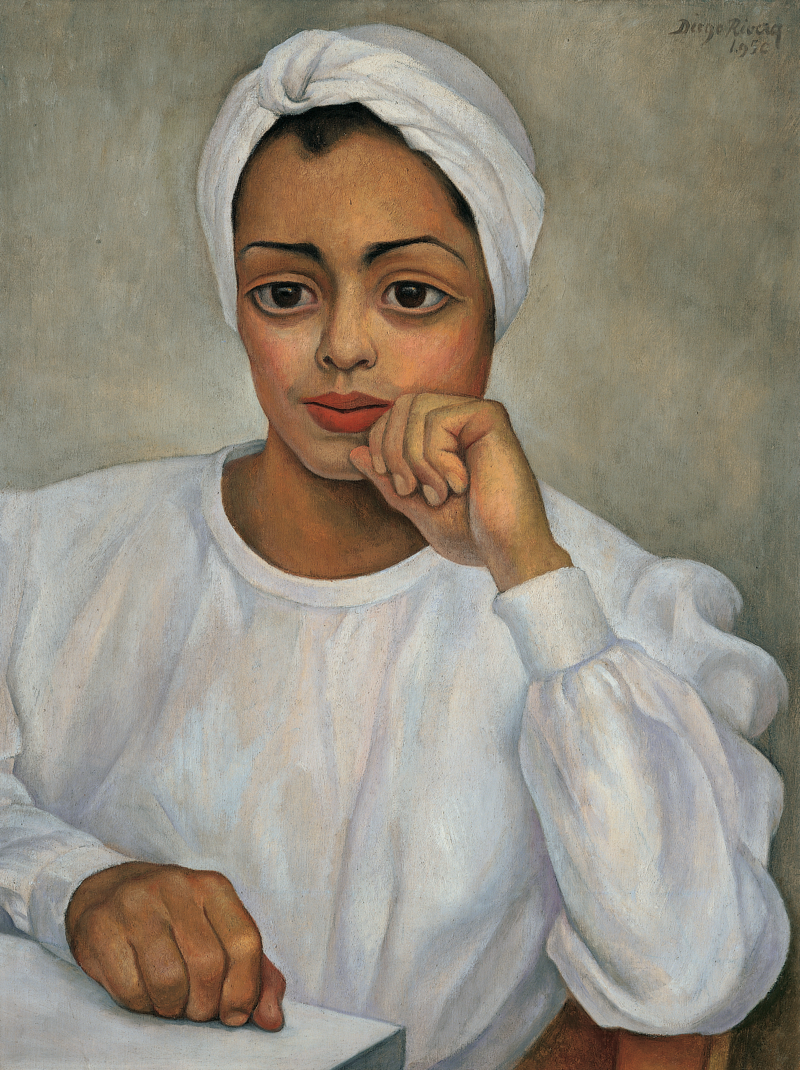 멕시코인 의사(일마 멘도사의 초상화) (Mexican Doctor (Portrait of Irma Mendoza)) by Diego Rivera - 1950 - 71 x 50 cm 