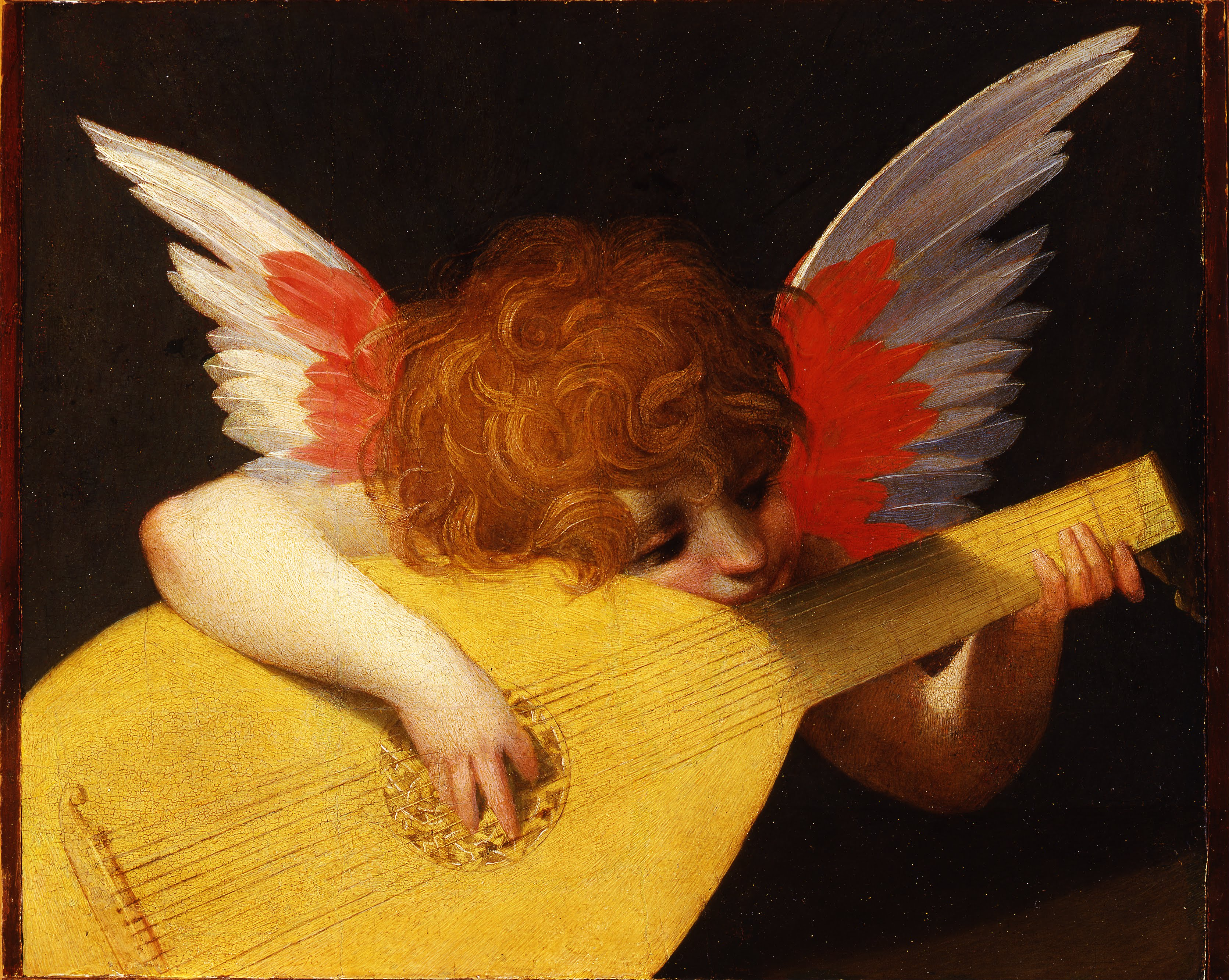 فرشته در حال نواختن لوت by Rosso Fiorentino - ۱۵۲۱ - ۳۹.۵ × ۴۷ سانتی‌متر 