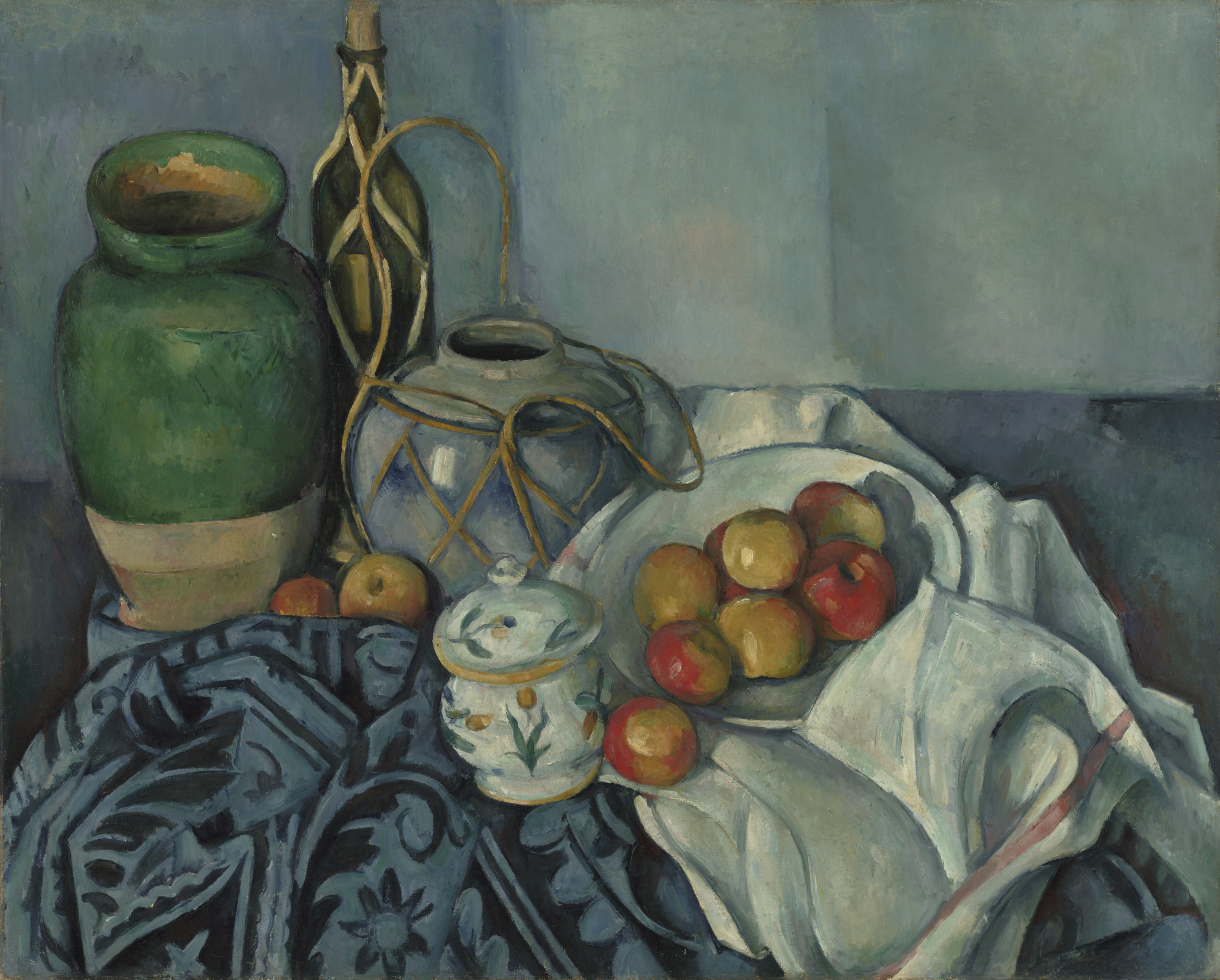 सेब के साथ स्थिर वस्तु चित्रण by Paul Cézanne - १८९३-१८९४ - ६५.४ × ८१.६ सेमी 
