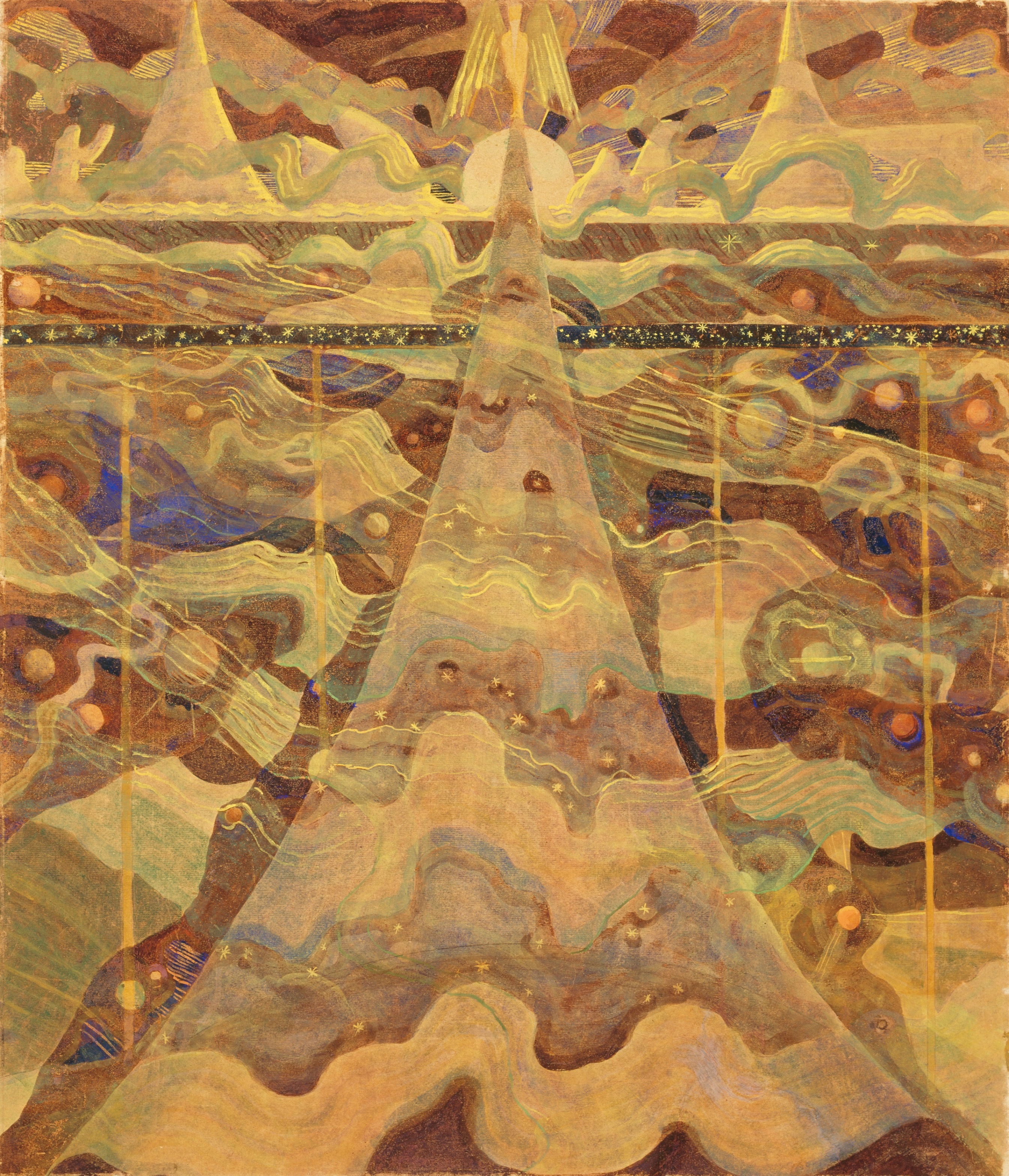 سونات شماره‌ی ۶ (سونات ستارگان) . آلگرو. آندانته by Mikalojus Konstantinas Čiurlionis - ۱۹۰۸ - ۷۲.۲ × ۶۱.۴ سانتی‌متر 