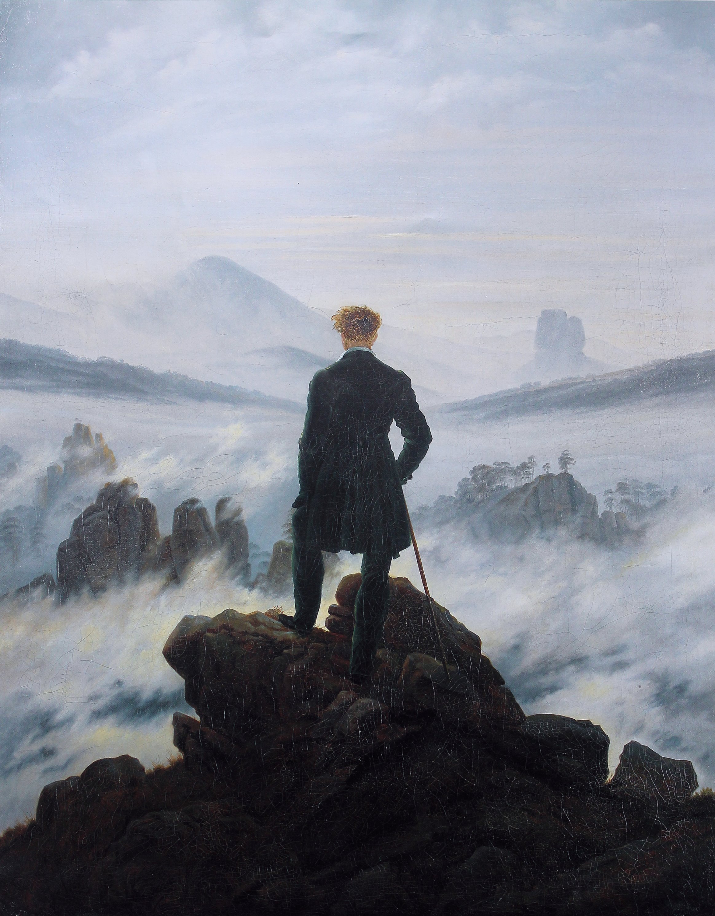 Wandelaar boven de zee van mist by Caspar Friedrich - 1818 - 94,8 x 74,8 cm Hamburger Kunsthalle
