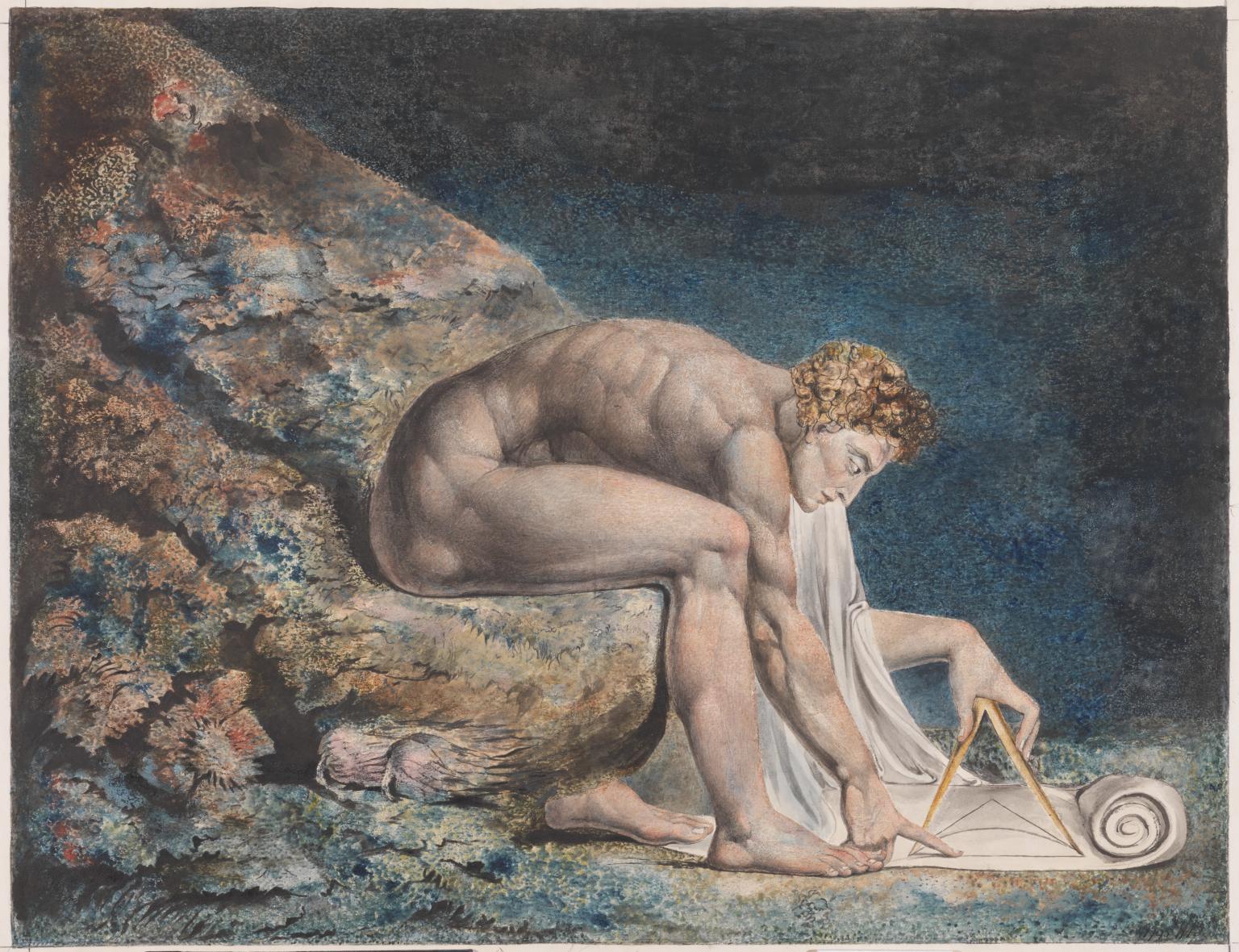 نیوتون by William Blake - ۱۷۹۵-۱۸۰۵ - ۴۰ × ۶۰ سانتی‌متر 