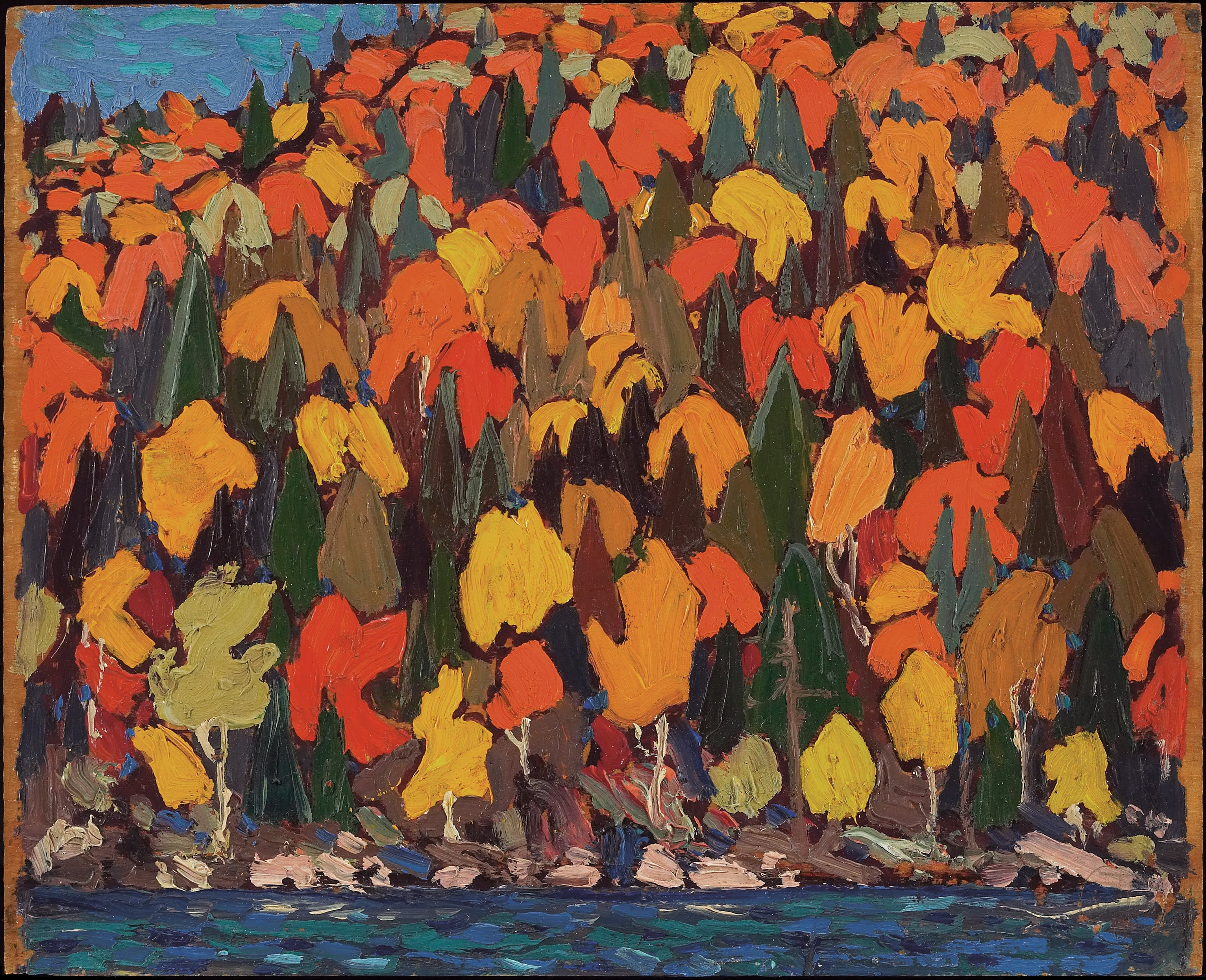 برگ‌های پاییزی by Tom Thomson - ۱۹۱۵ - ۲۱.۶ x ۲۶.۸ سانتی‌متر 