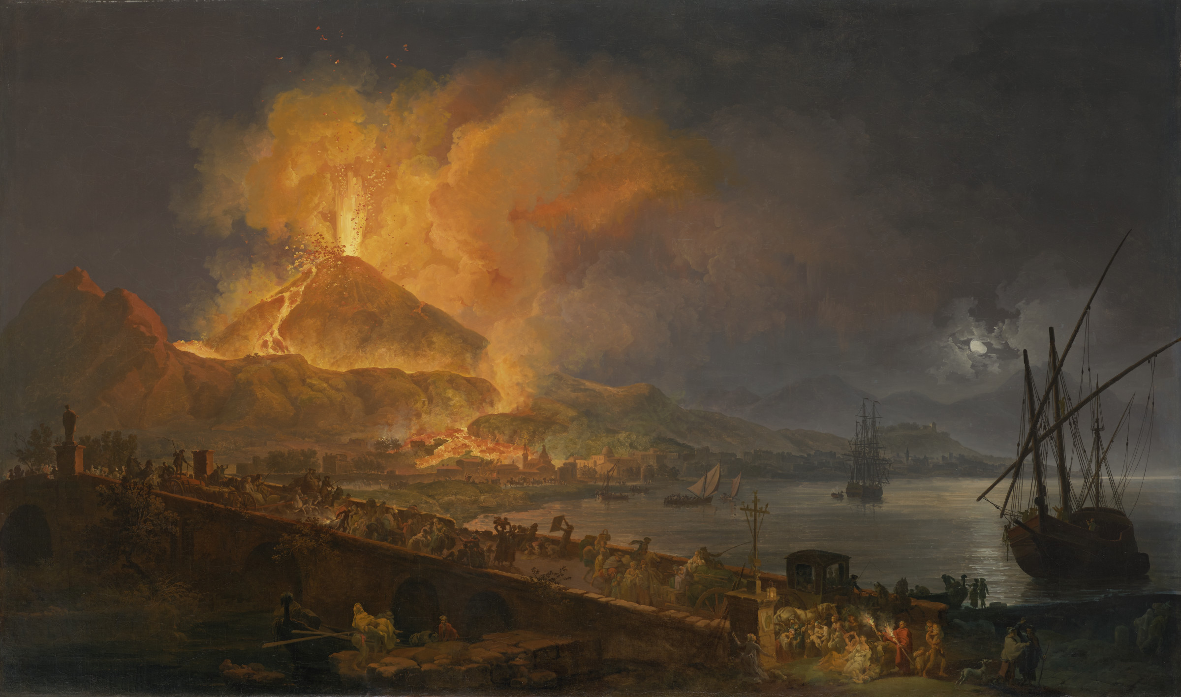 إنفجار جبل فيزوف by Pierre-Jacques Volaire - 1777 - 134,9 x 226,1 سم 