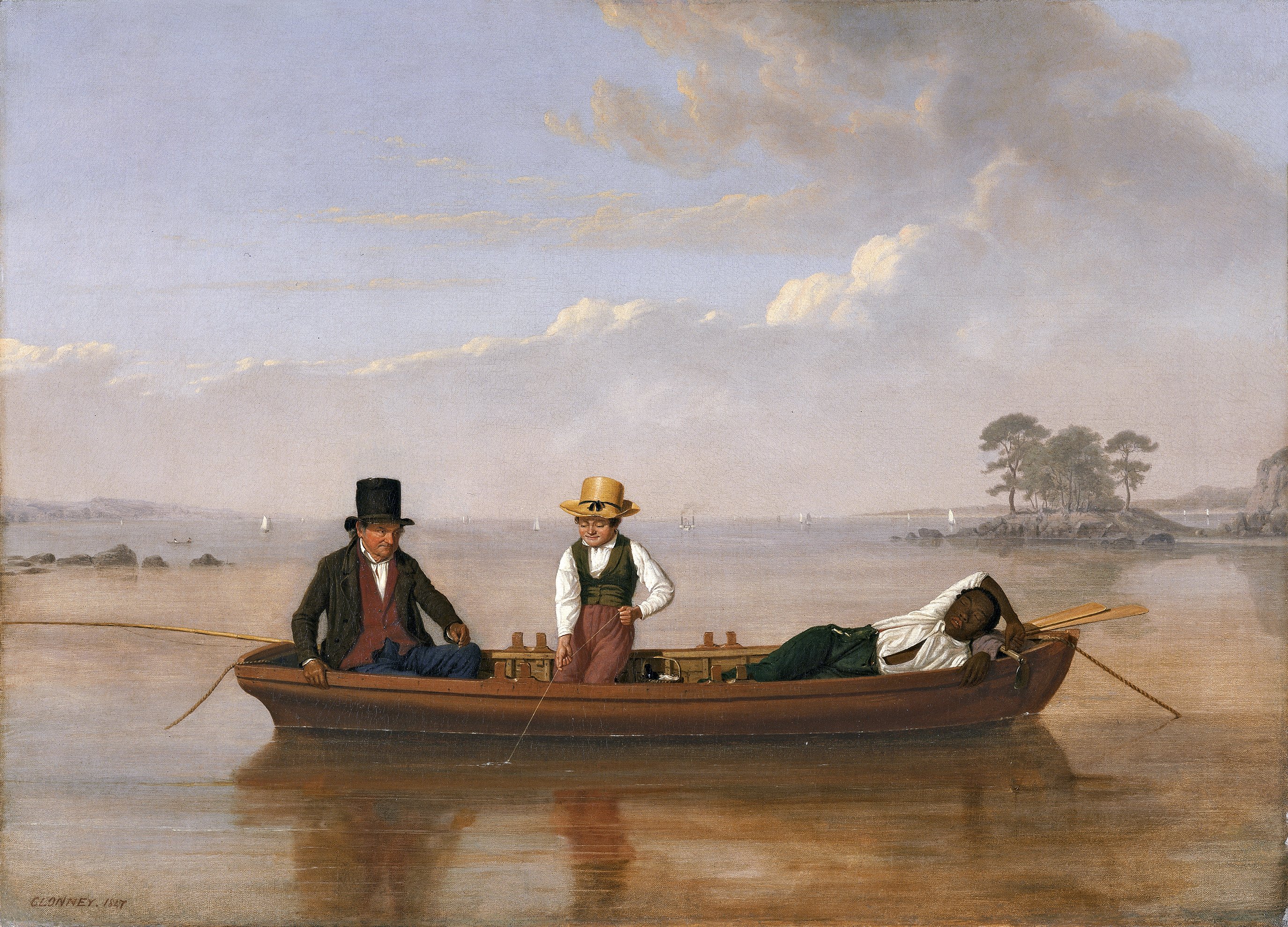 뉴로쉘 인근 롱아일랜드 사운드의 낚시꾼들(Fishing Party on Long Island Sound Off New Rochelle) by James Goodwyn Clonney - 1847 - 66 x 92.7 cm 