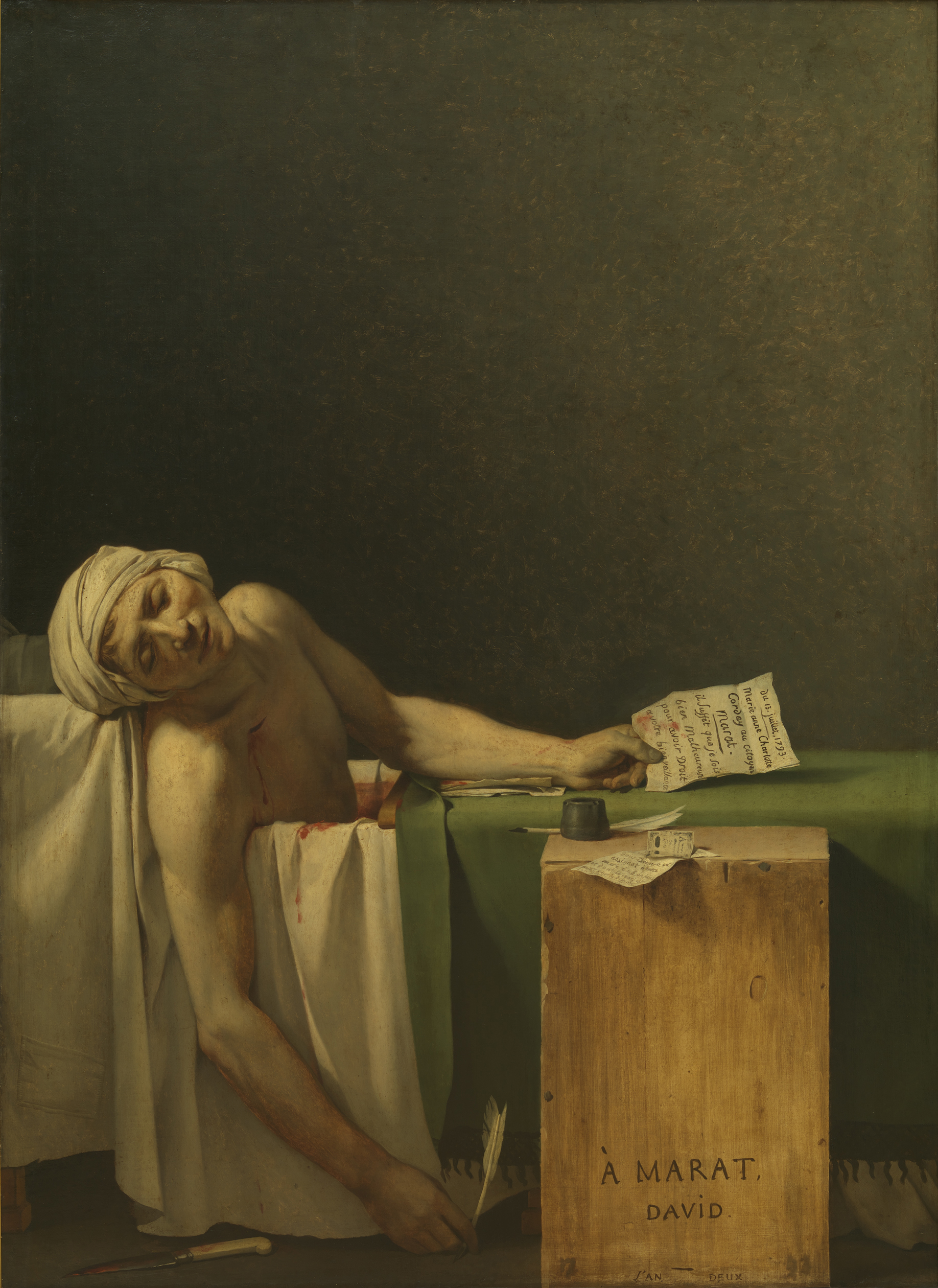 Marat Assassinated by Jacques-Louis David - 1793 - 128 x 165 cm The Royal Museums of Fine Arts of Belgium