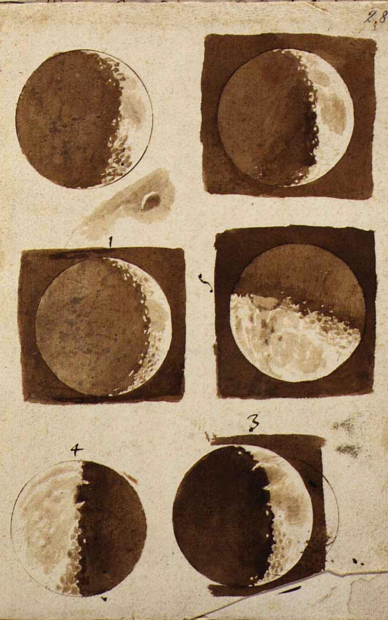 달 그림 (Drawings of the Moon) by Galileo Galilei - 1609 