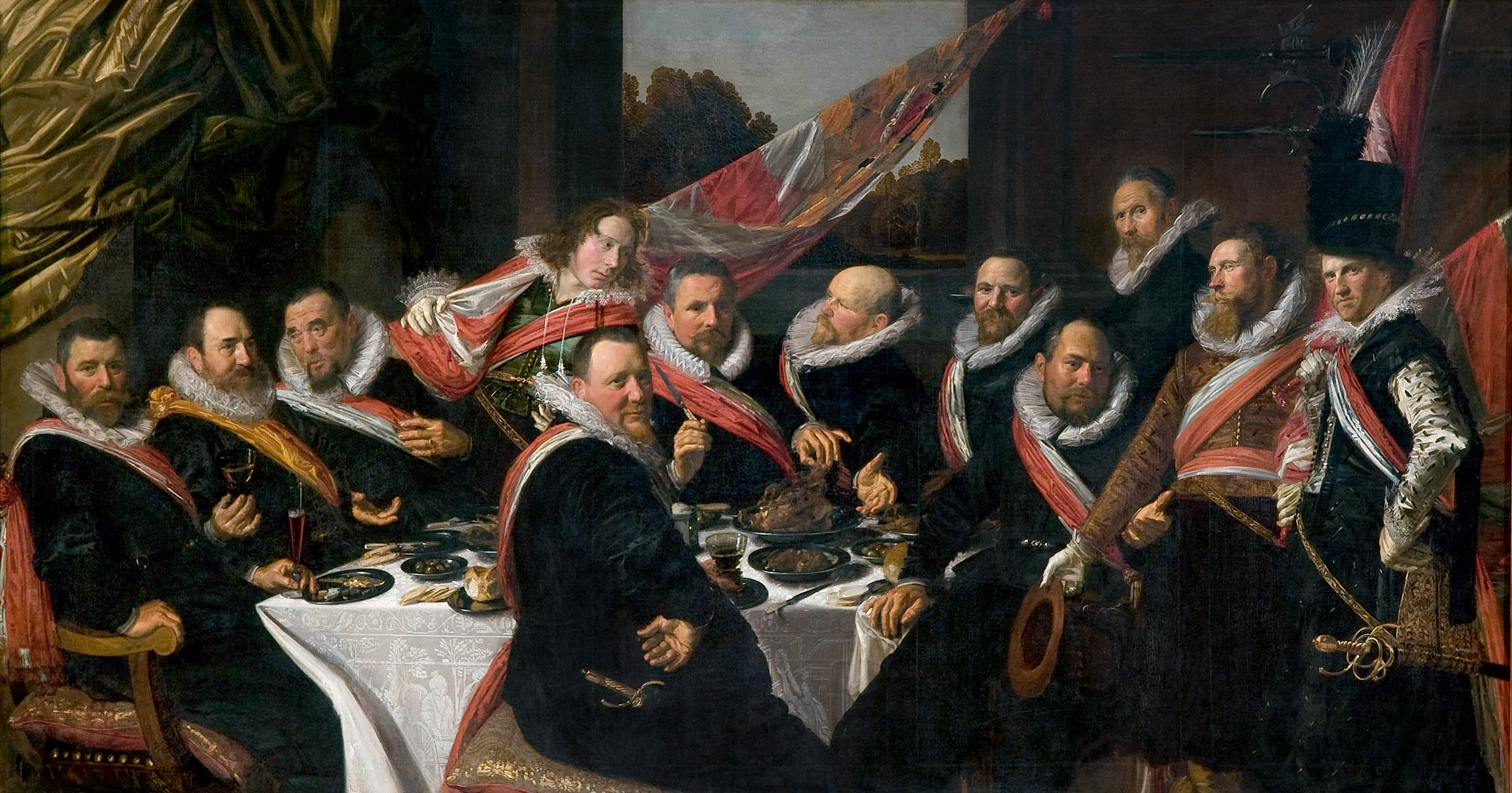Banquet of the Officers of the St George Civic Guard by Frans Hals - 1616 - 175 x 324 cm Frans Hals Museum