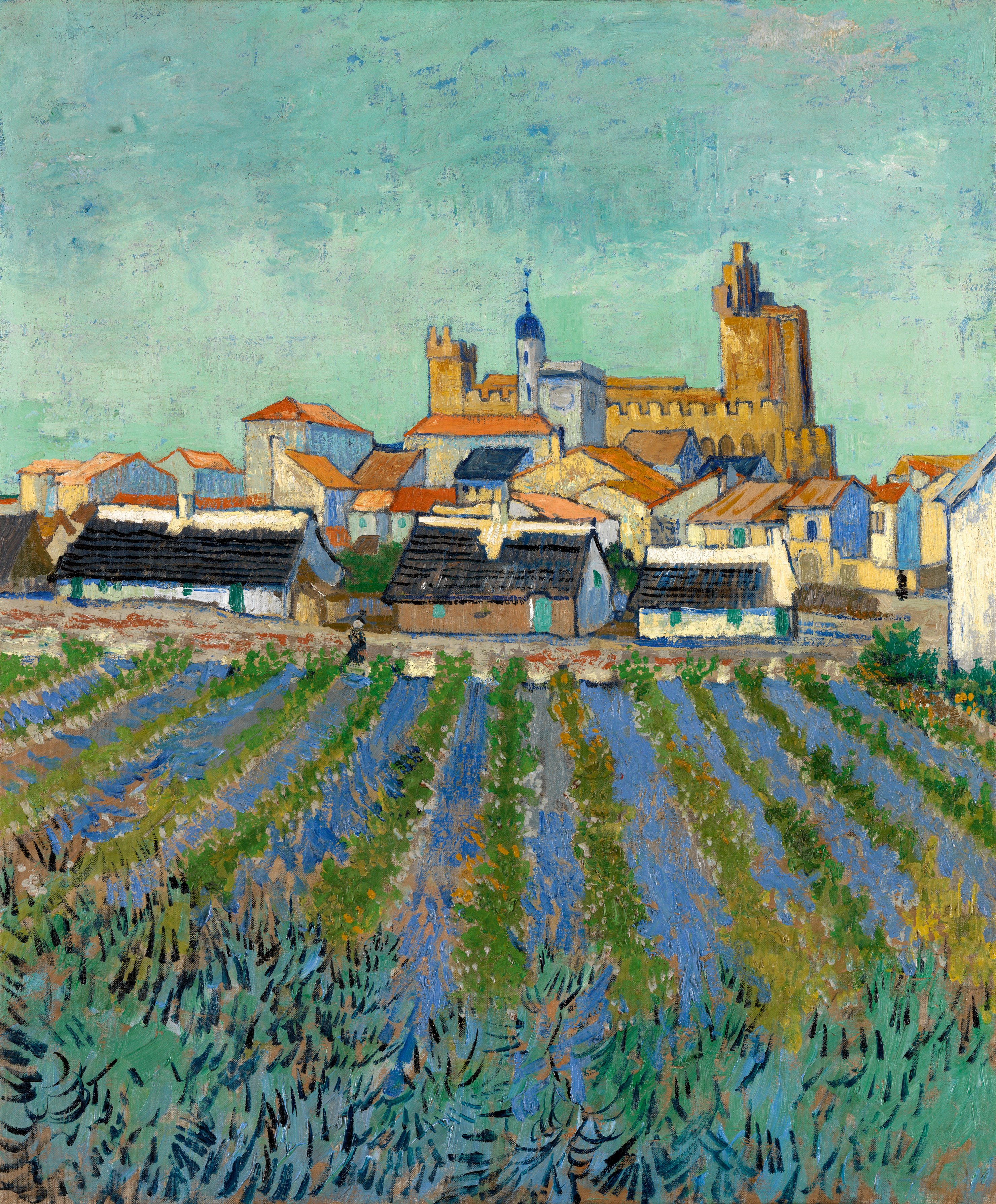 View of Les Saintes-Maries-de-la-Mer by Vincent van Gogh - 1-3 June 1888 - 64,2 x 53 cm Kröller-Müller Museum
