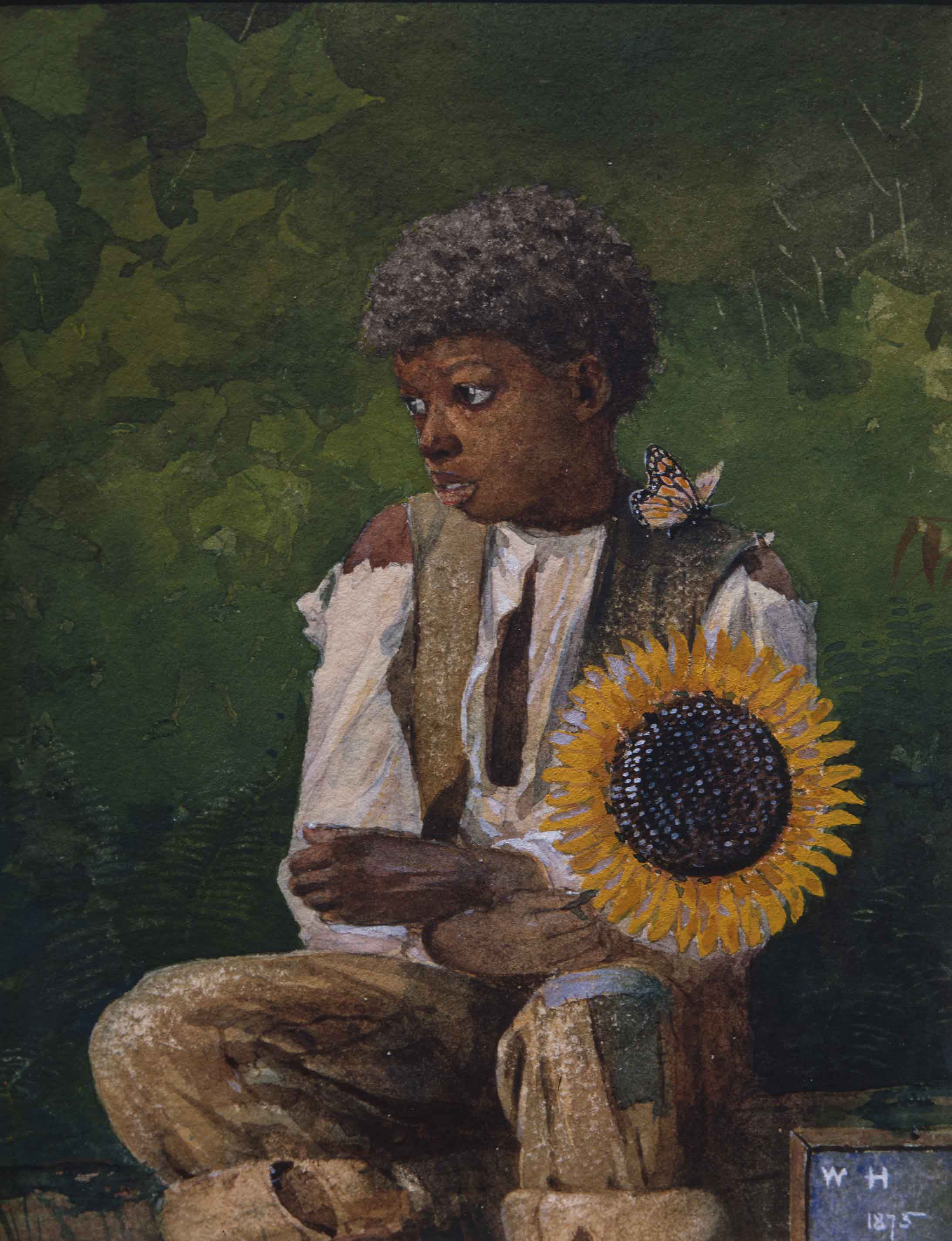 Öğretmene Ayçiçeği Götürmek (orig. "Taking Sunflower to Teacher") by Winslow Homer - 1875 - 19.4 × 15.7 cm 