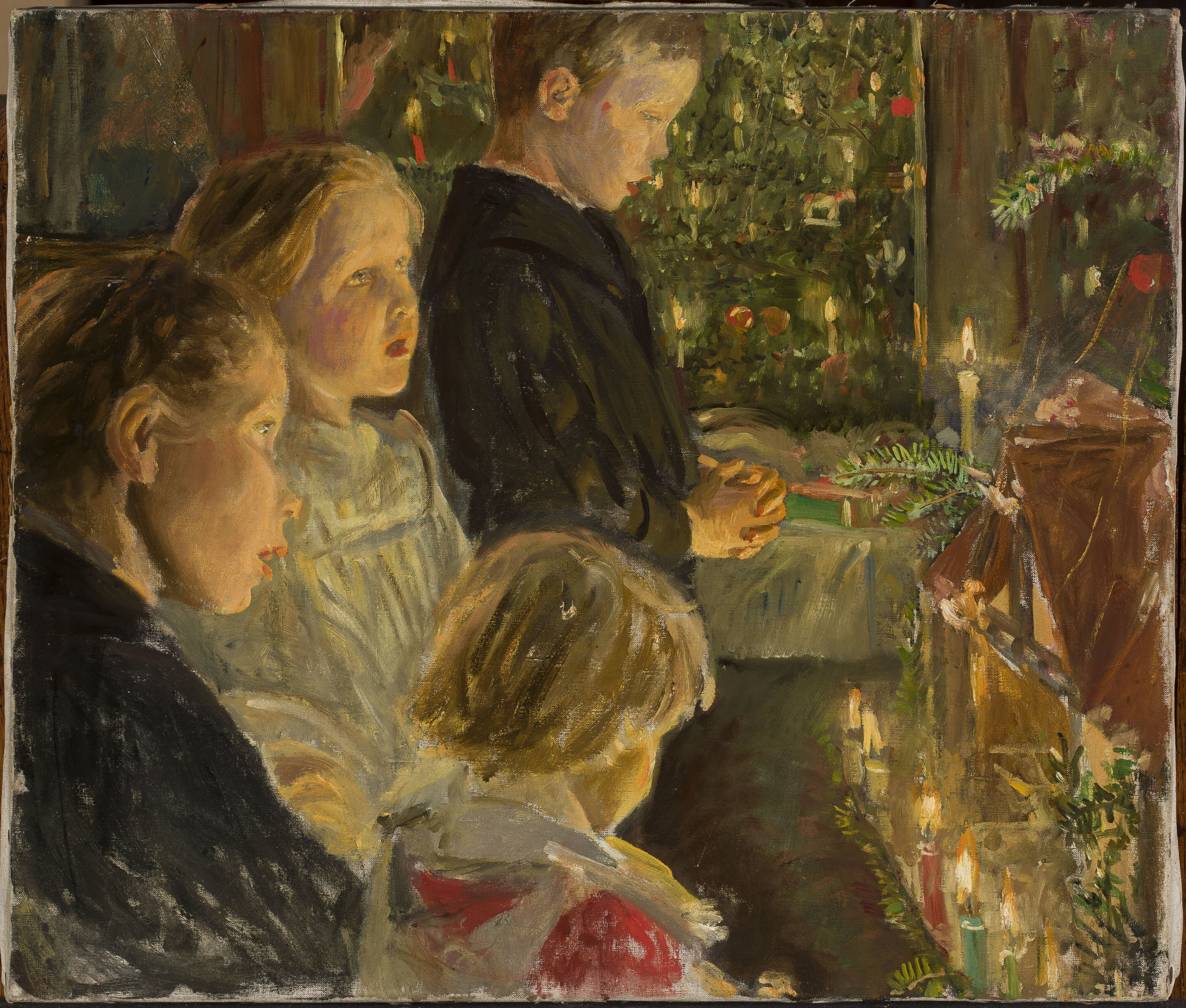 Children by the Christmas Tree by Leopold Graf von Kalckreuth - between 1900 and 1925 - 41.5 x 49 cm National Museum in Warsaw