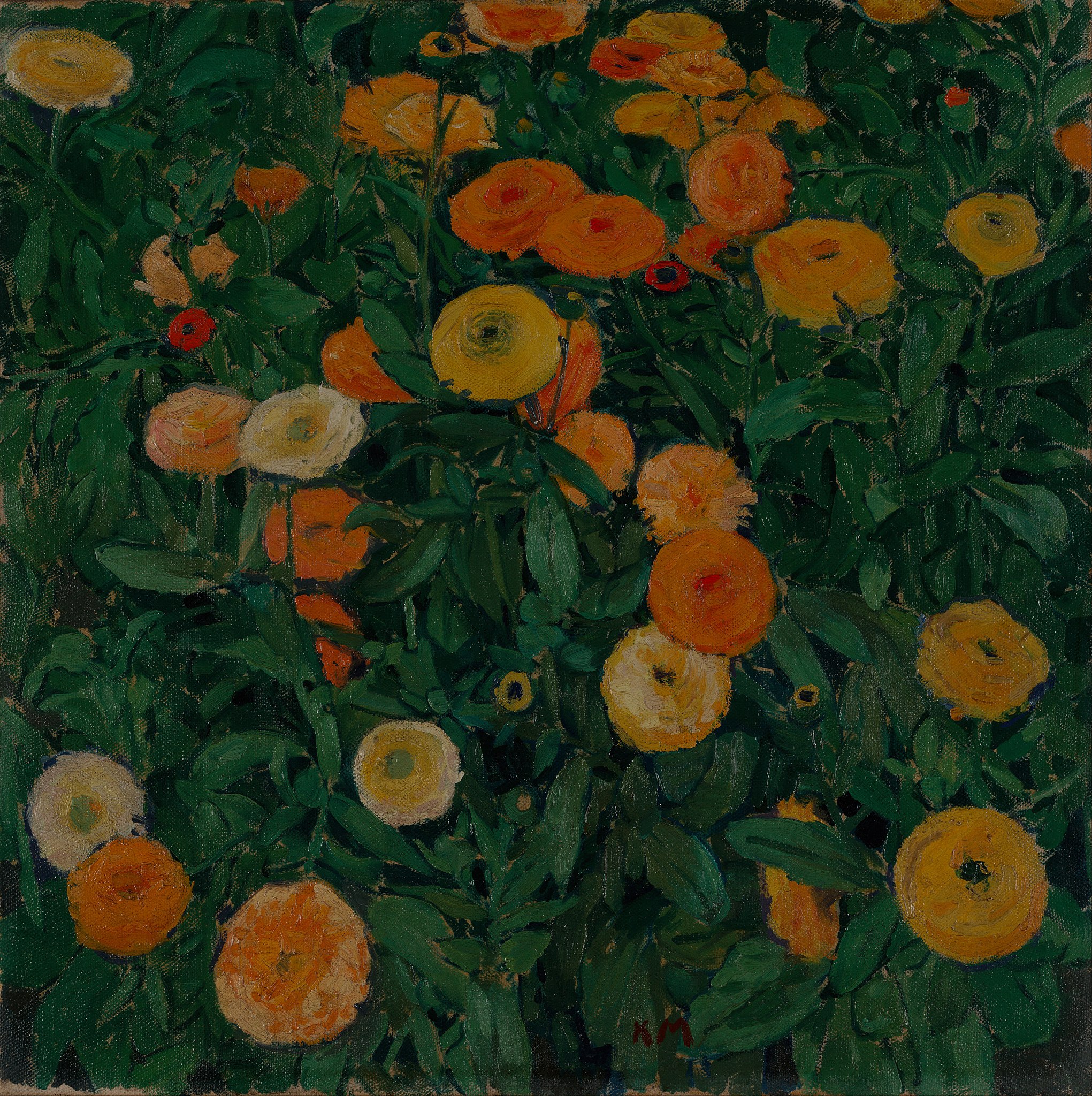 메리골드(금잔화)(Marigolds) by Koloman Moser - 1909 - 50.3 cm x 50.2 cm 