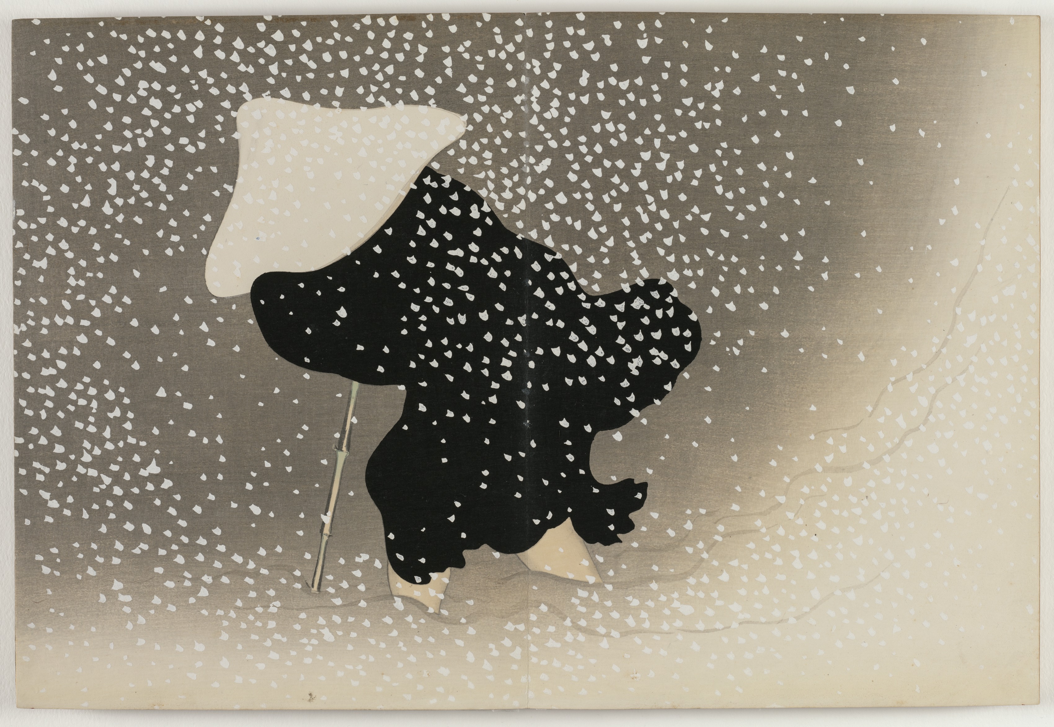 Цветы тысячи миров: Снежный вихрь (Flowers of a Hundred Worlds: Swirling Snow) by Kamisaka Sekka - 1909-10 - 29.9 x 22.1 см 