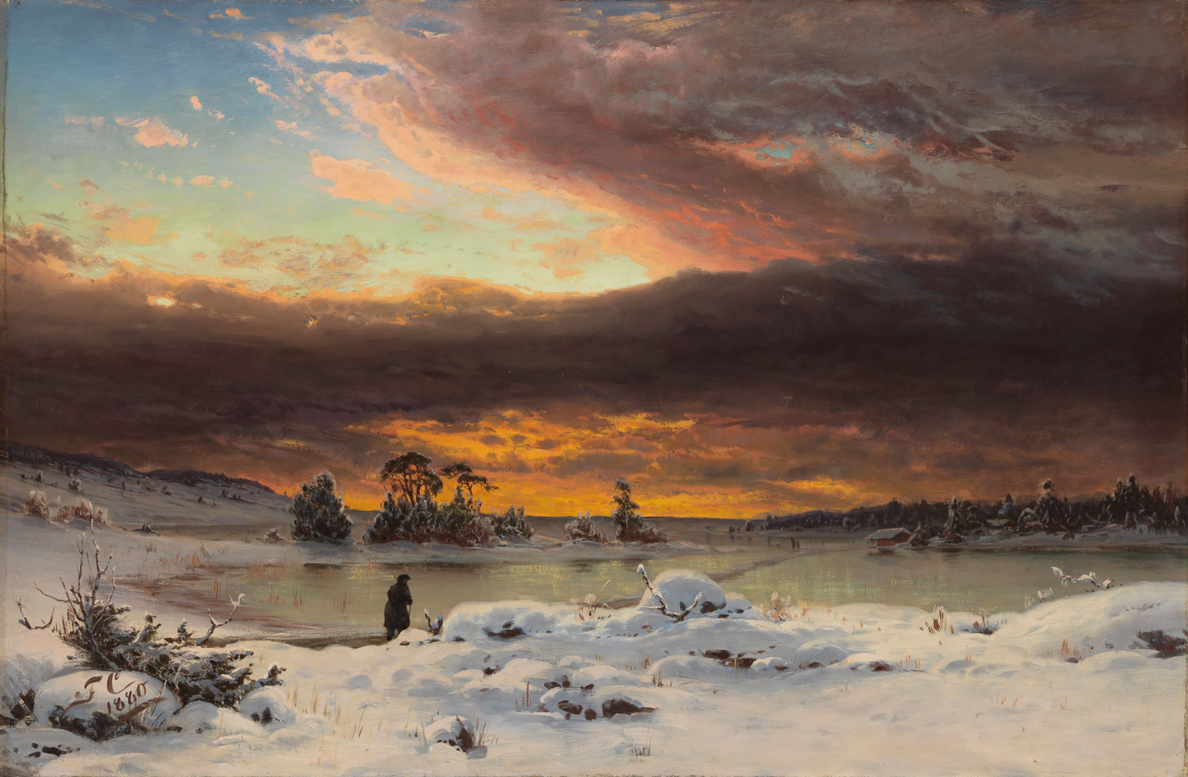 冬季景观，傍晚气氛 by 范妮· 丘尔伯格 - 1880 - 73.5 x 105 cm 芬兰国家美术馆