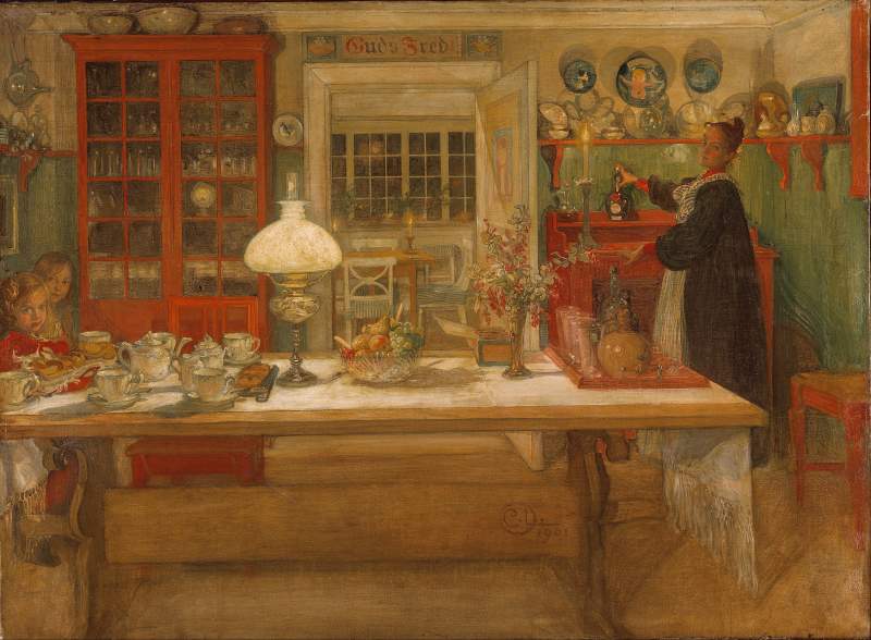 トランプ遊びの支度 by Carl Larsson via DailyArt mobile app