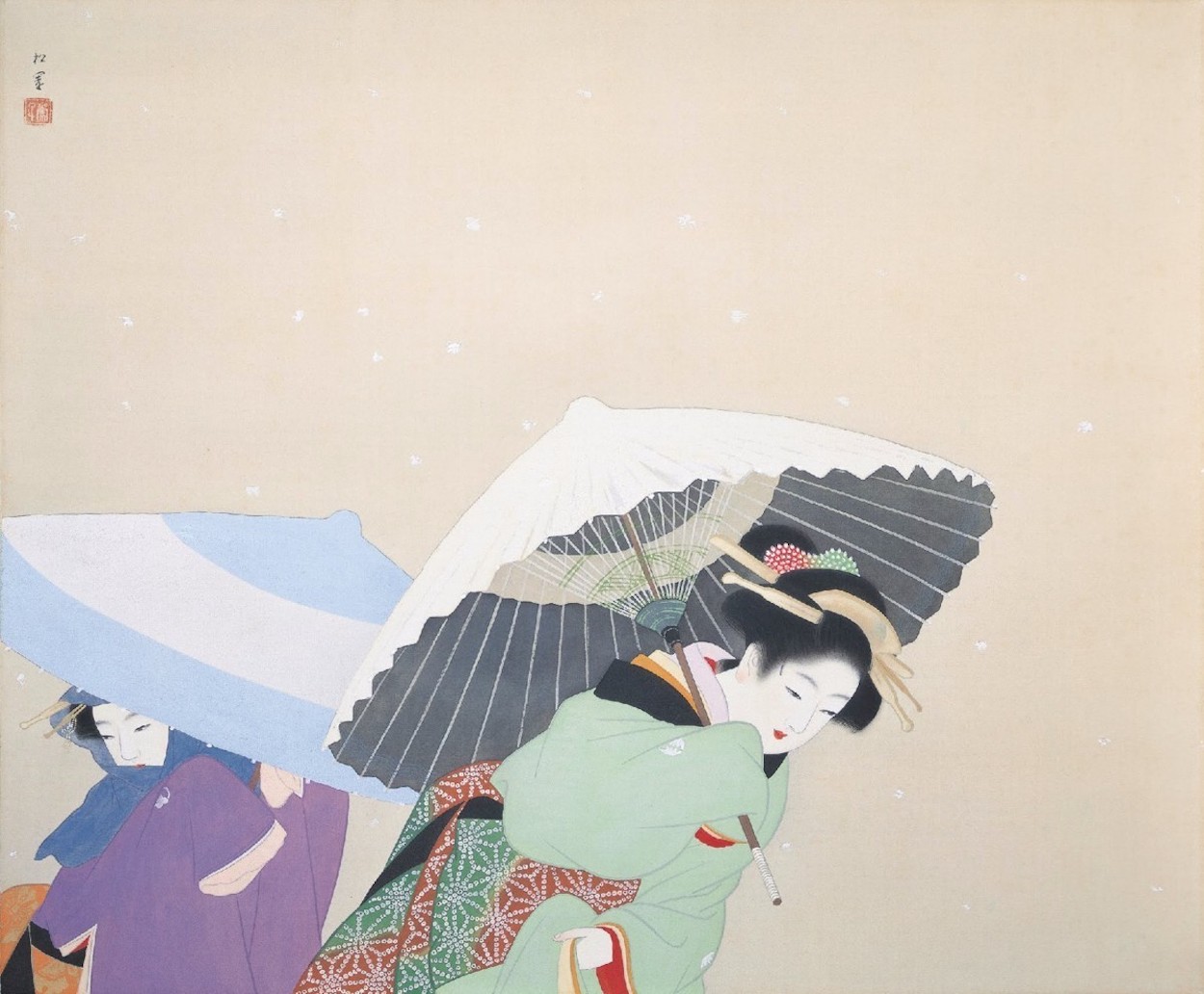 رقاقات الثلج الكبيرة by Uemura Shōen - ١٩٤٤م - الأبعاد:  71.2 × 59 سم 