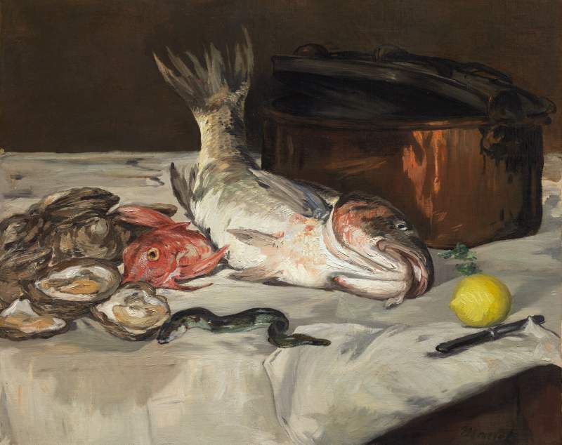 魚（静物） by Édouard Manet via DailyArt mobile app