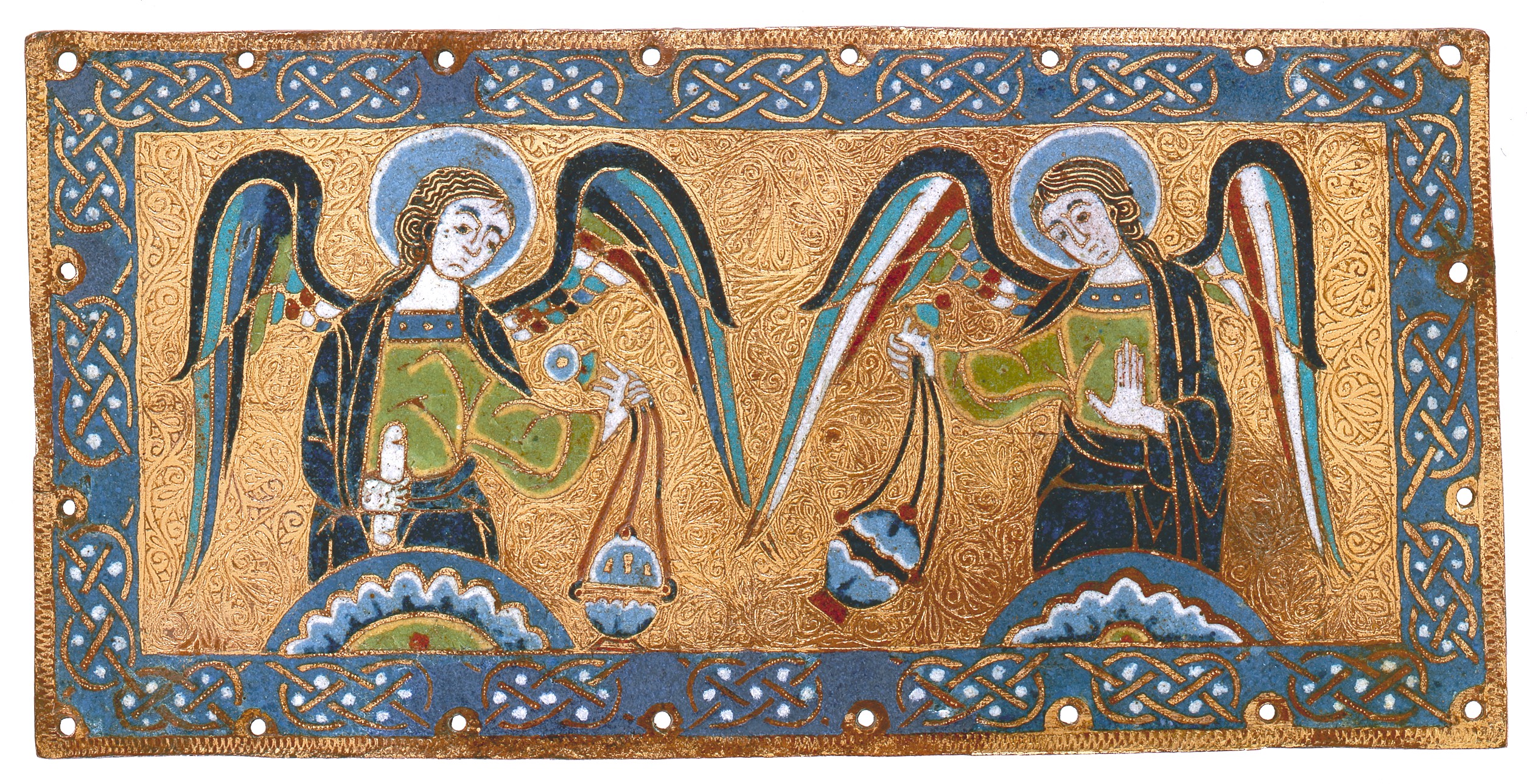 Placa con ángeles censando by Artista anónimo  - ca. 1170–80 - 11 x 22,1 x 0,3cm Museo Metropolitano de Arte