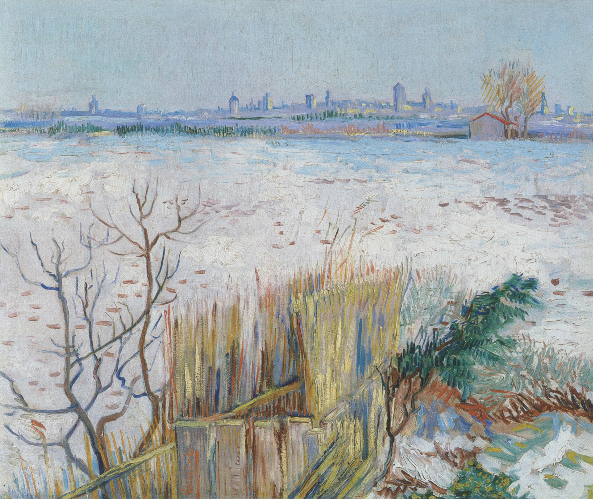 Snowy Landscape with Arles in the Background by Vincent van Gogh - 1888 - 50 x 60 cm private collection
