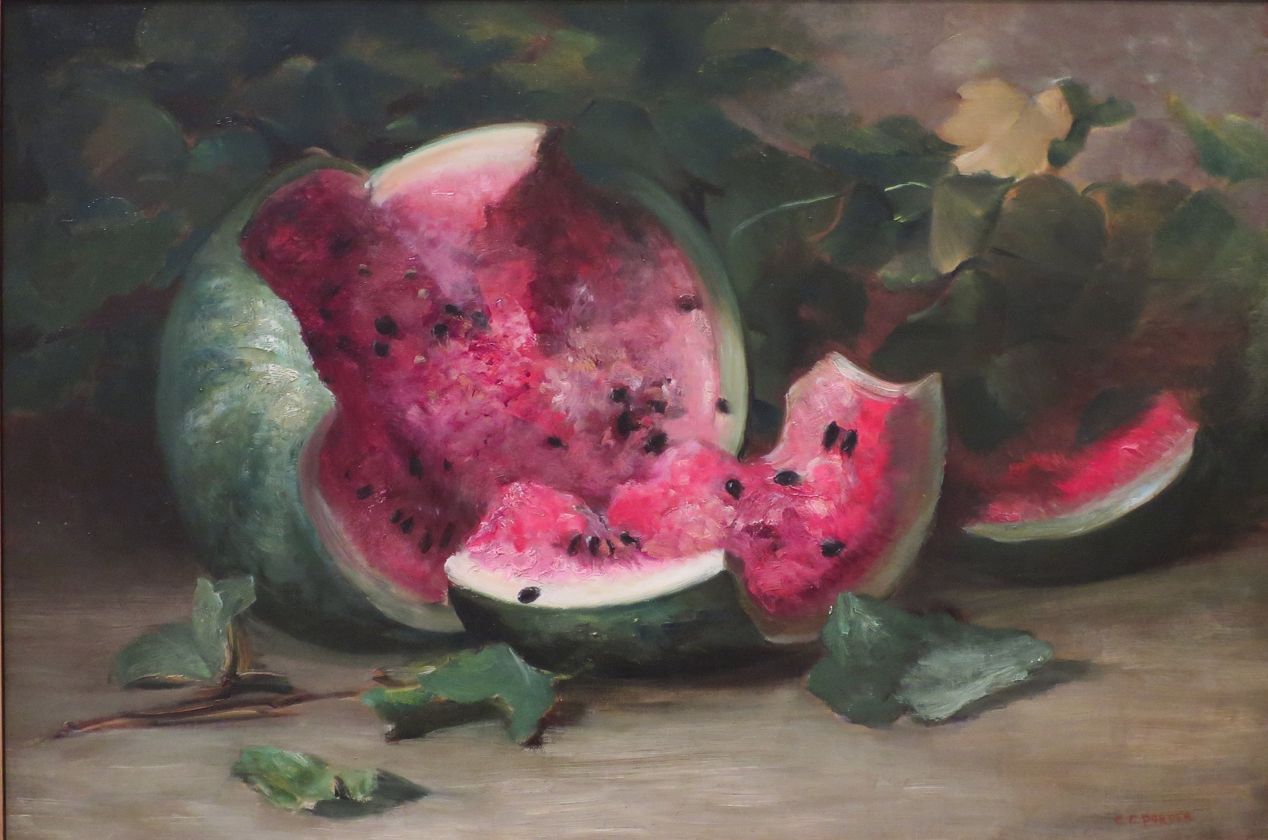 无题（破裂的西瓜） by 查尔斯 波特 - c. 1890 - 48.6 × 71.6 cm 