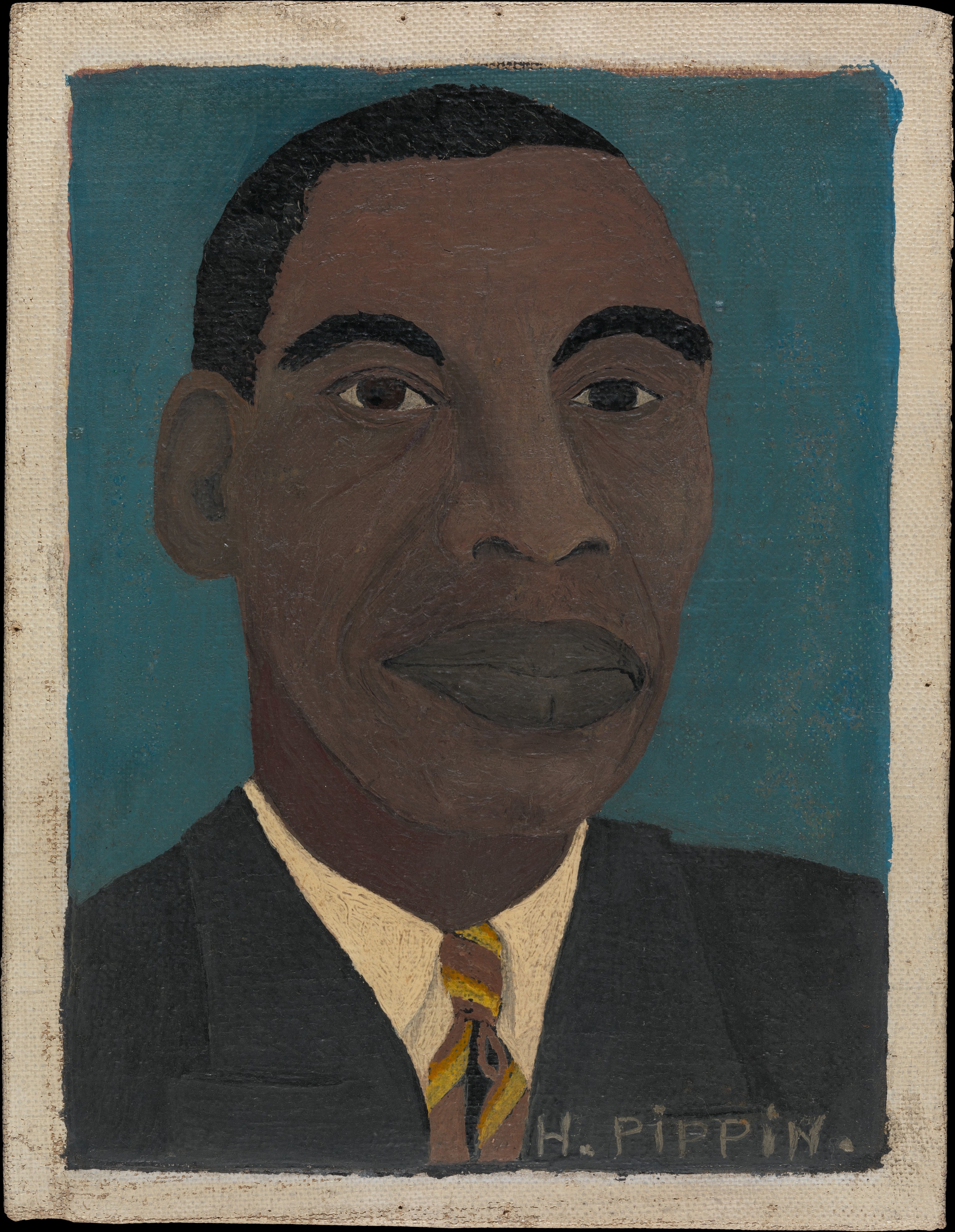 Zelfportret by Horace Pippin - 1944 - 21,6 × 16,5 cm 