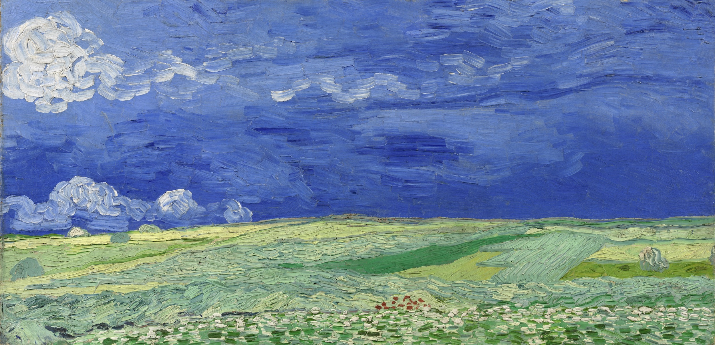구름 낀 하늘 아래 밀밭 풍경(Wheatfield under Thunderclouds) by 빈센트 반 고흐 - 1890년 7월 - 50.4 x 101.3 cm 