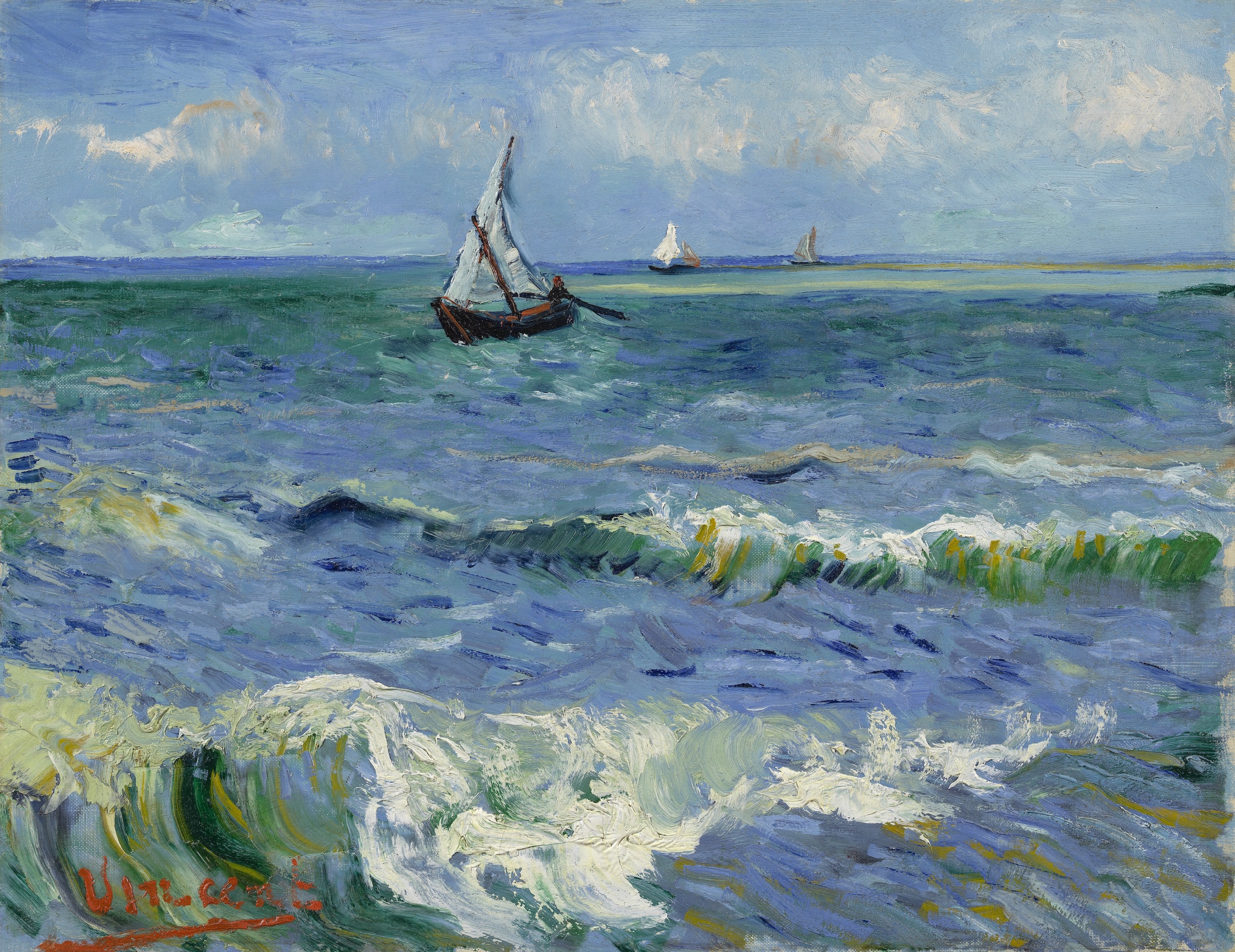 Морской пейзаж около Сент-Мари-де-ла-Мер (Seascape near Les Saintes-Maries-de-la-Mer) by Винсе́нт Виллем Ван Гог - Июнь 1888 - 50.5 x 64.3 см 