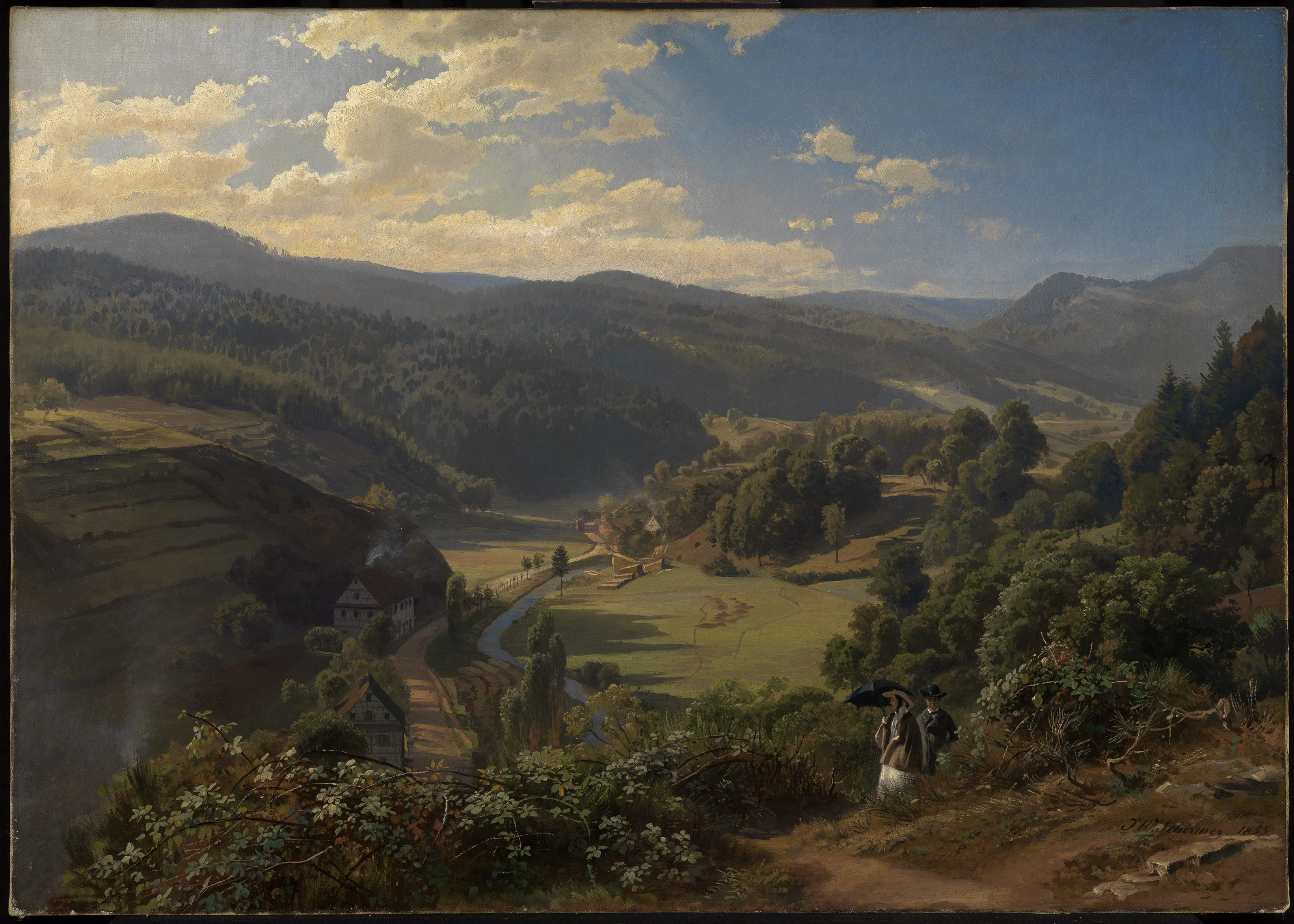 バーデン・バーデン近くのゲォルドサワー渓谷 by Johann Wilhelm Schirmer - 1855年 - 59.5 x 82.5 cm 