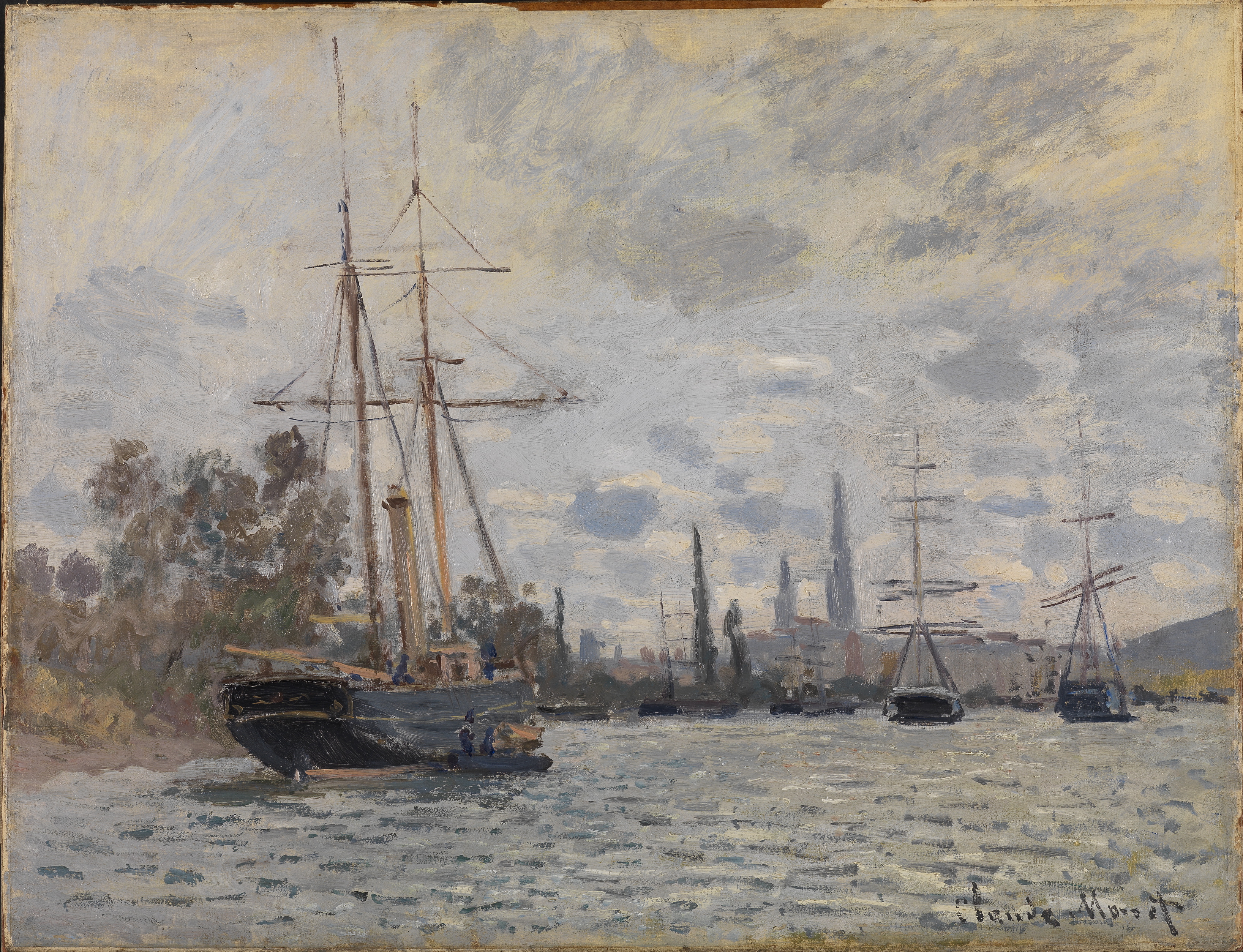 نهر السين في روان by Claude Monet - 1872 م - الأبعاد: 50.5 × 65.5 سم 