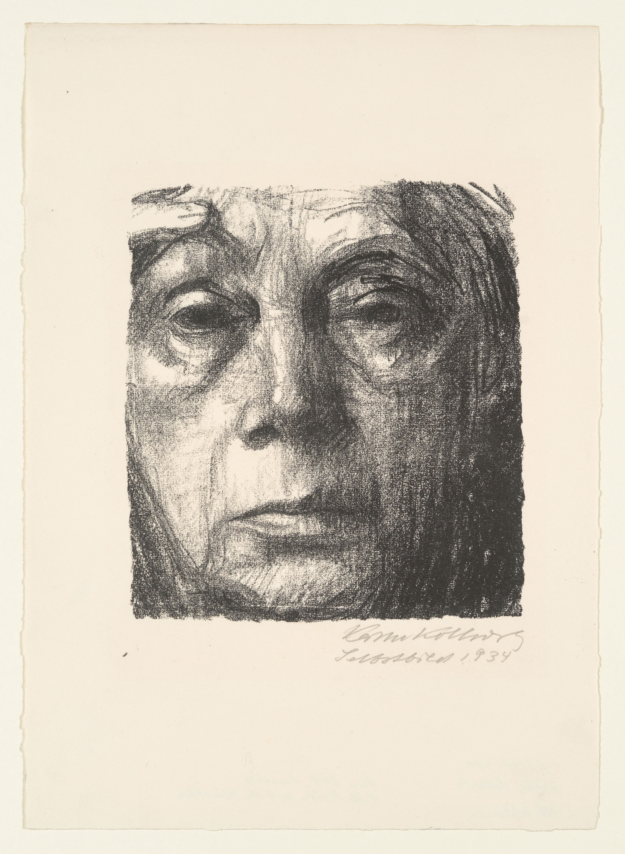 आत्म चित्र by Käthe Kollwitz - १९३४ - २०.८ x १८.७ सेमी 