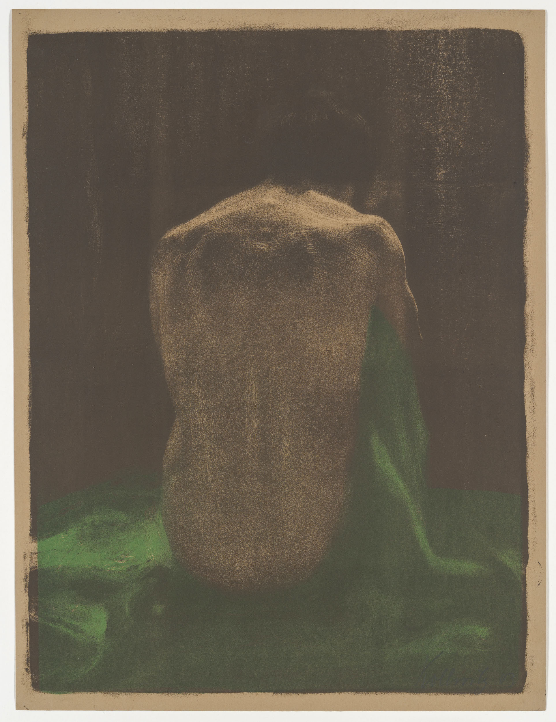 زن برهنه با شال سبز by Käthe Kollwitz - ۱۹۰۳ - ۵۸ × ۴۴ سانتی‌متر 