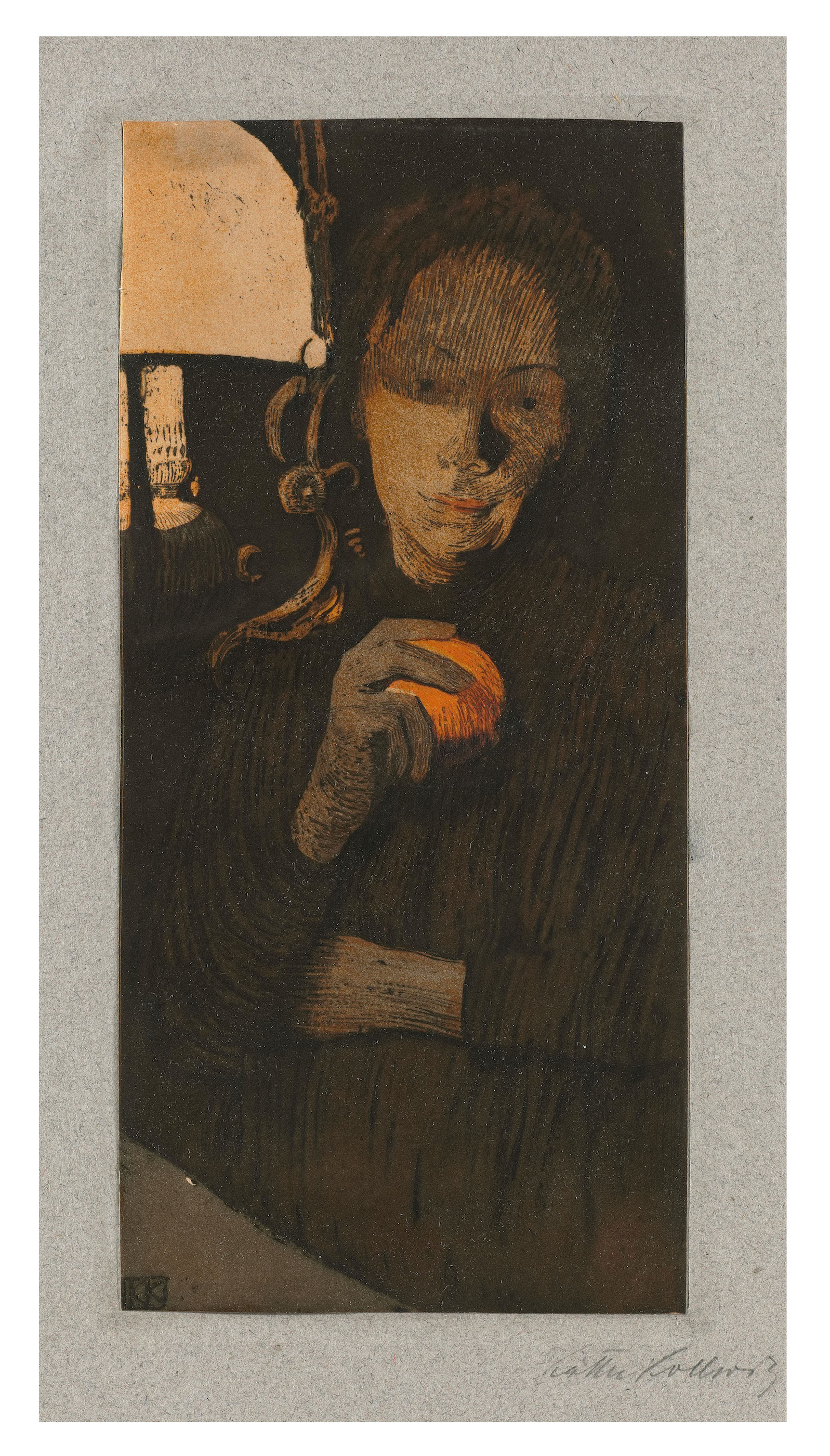 زنی با پرتقال by Käthe Kollwitz - ۱۹۰۱ - ۲۳.۱ × ۱۱.۲ سانتی‌متر 