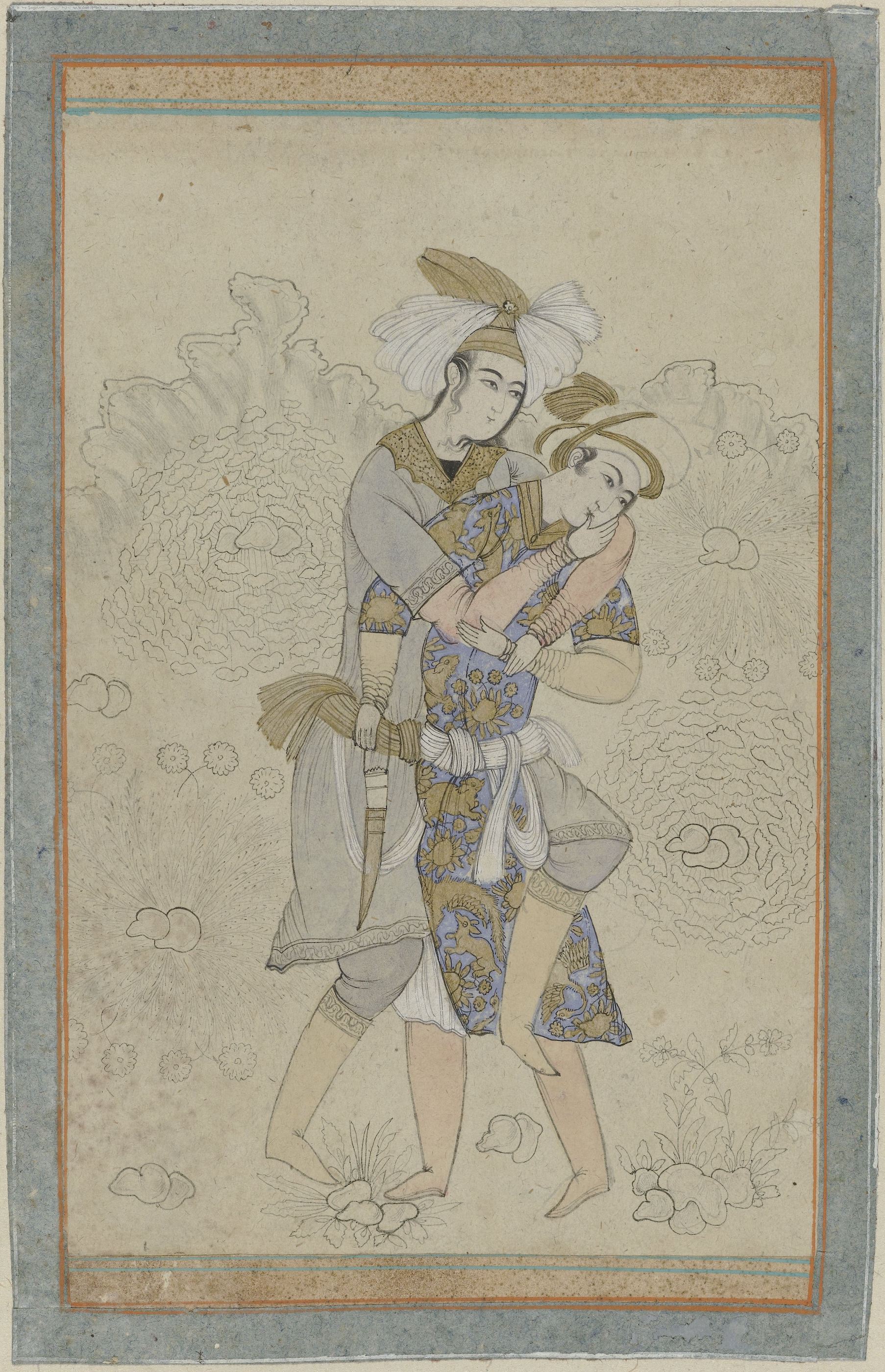 官能的に抱き合う二人の若い男性 by Unknown Artist - 1866-99年頃 - 30 x 42.5 cm 