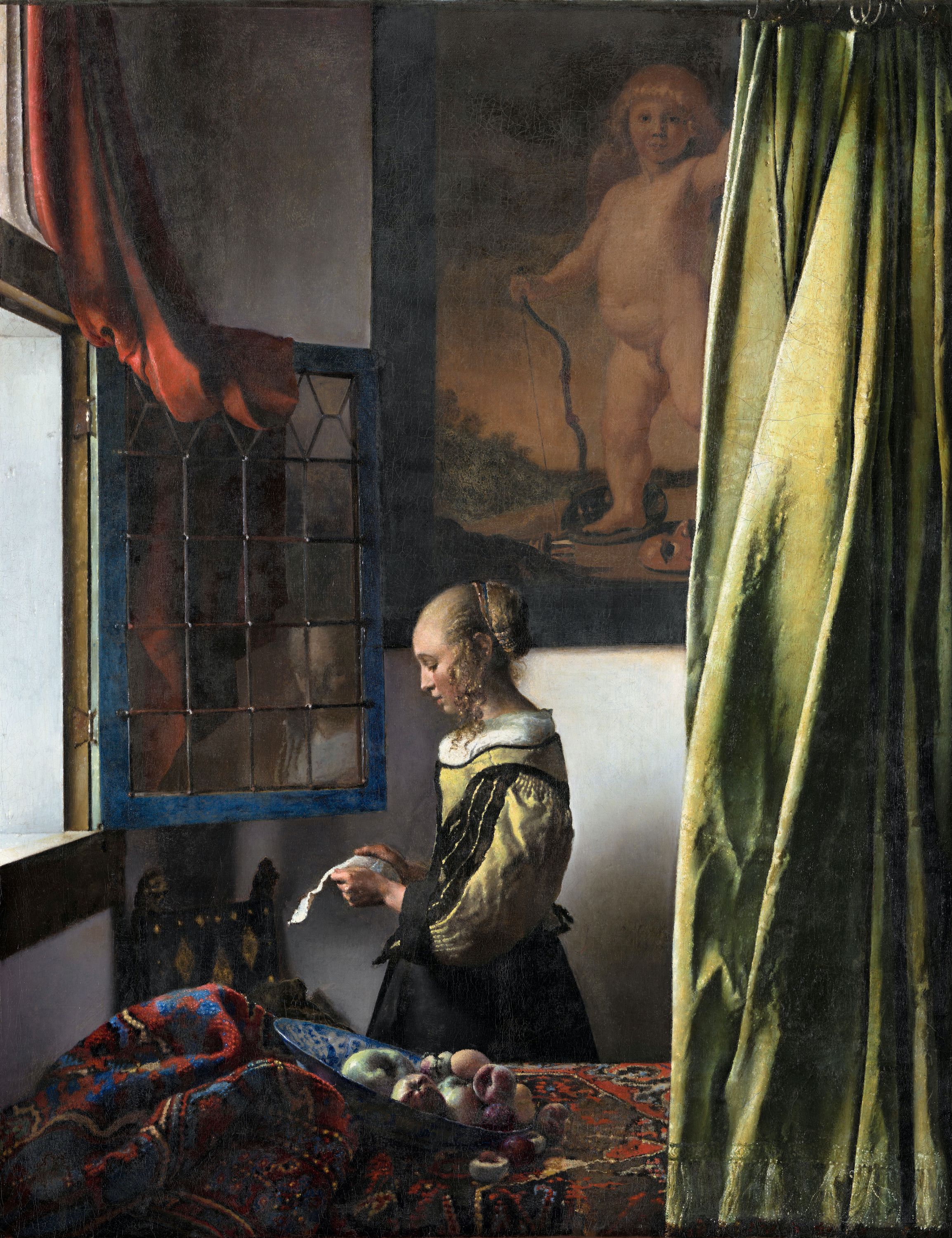 Κορίτσι που διαβάζει γράμμα μπροστά σε ανοιχτό παράθυρο by Johannes Vermeer - 1657–1659 - 83 × 64,5 εκ. 