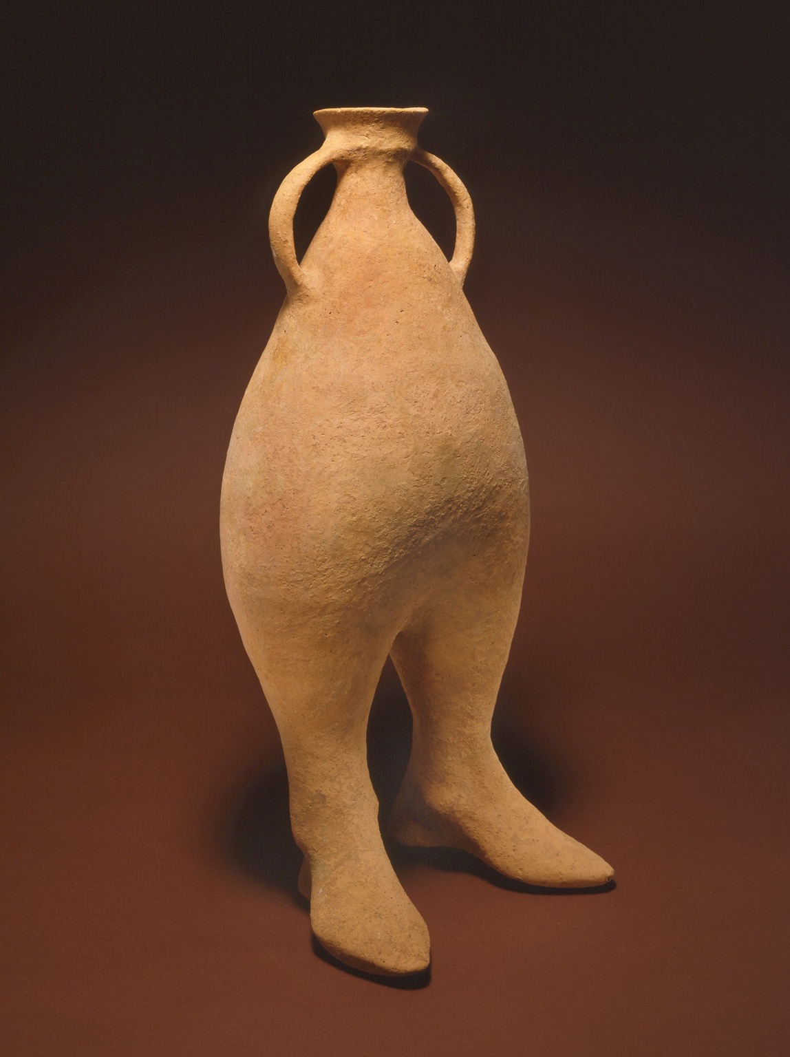 Vessel with Two Feet by Unknown Artist - ca. 1000-800 B.C.E. - 48 x 19.5 cm Brooklyn Museum