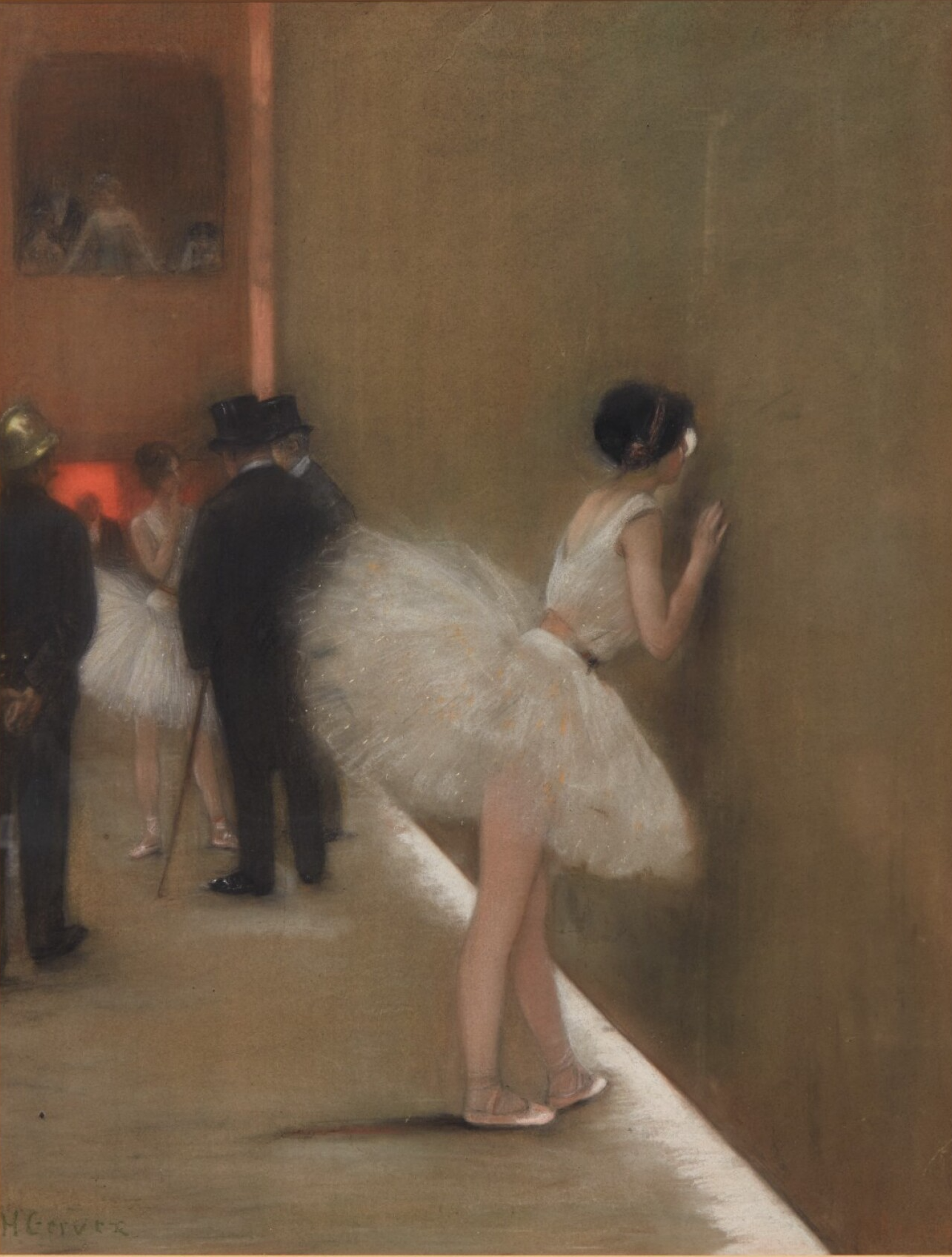 Behind the Curtain at the Ballet by Henri Gervex - c. 1890 - 72 by 59.3 cm private collection