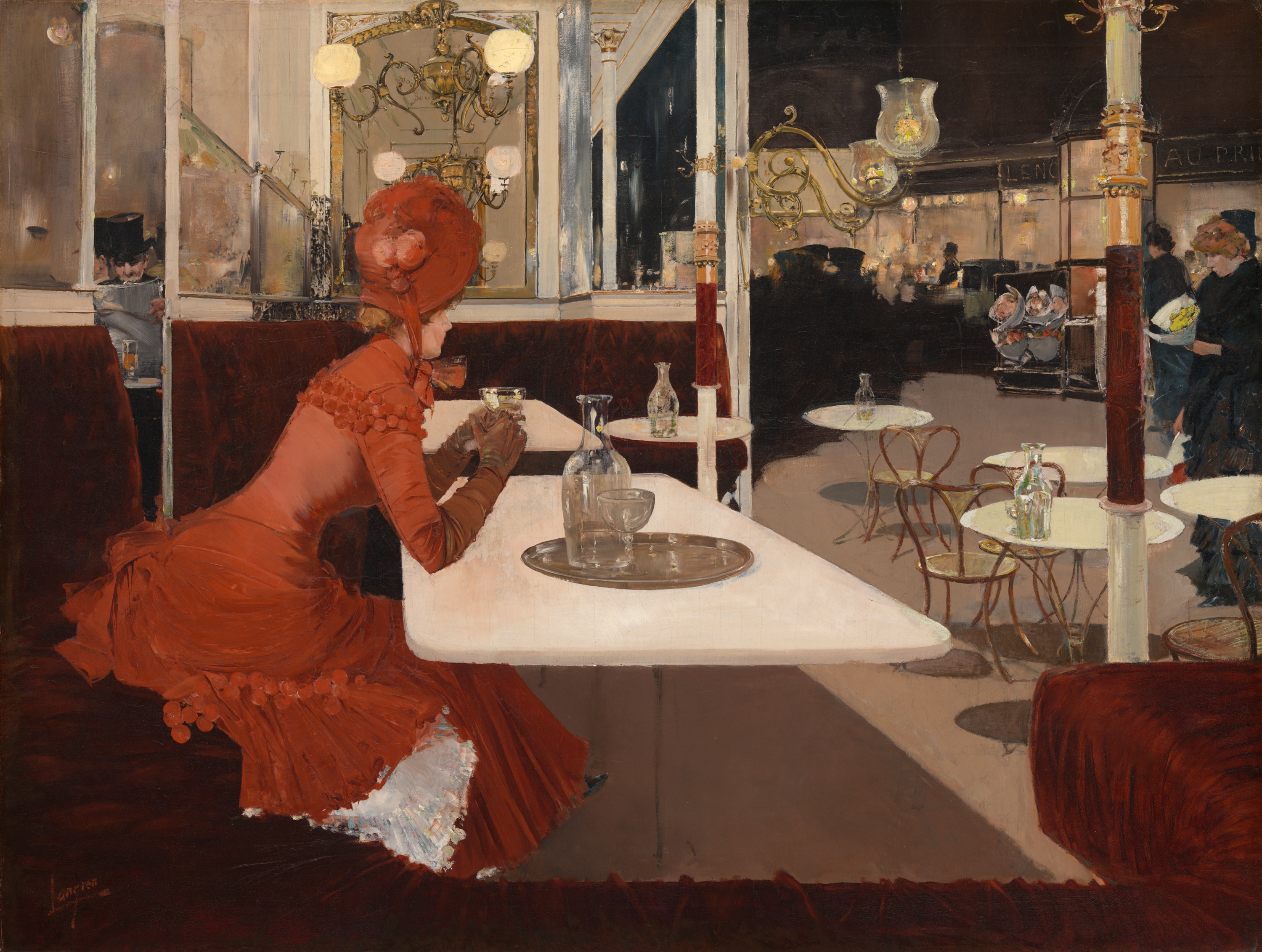 कैफे में by Fernand Lungren - १८८२–८४ - ७९.७ × १०४.८ सेमी 