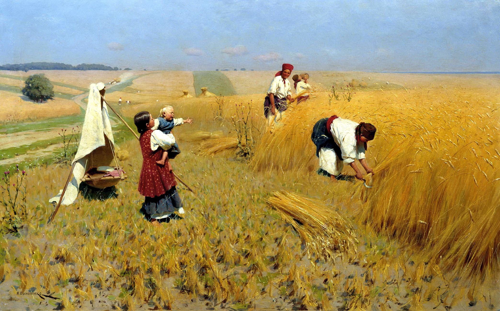 यूक्रेन में फसल by Mykola Pymonenko - १८९६ - ८७ x १४० सेमी 
