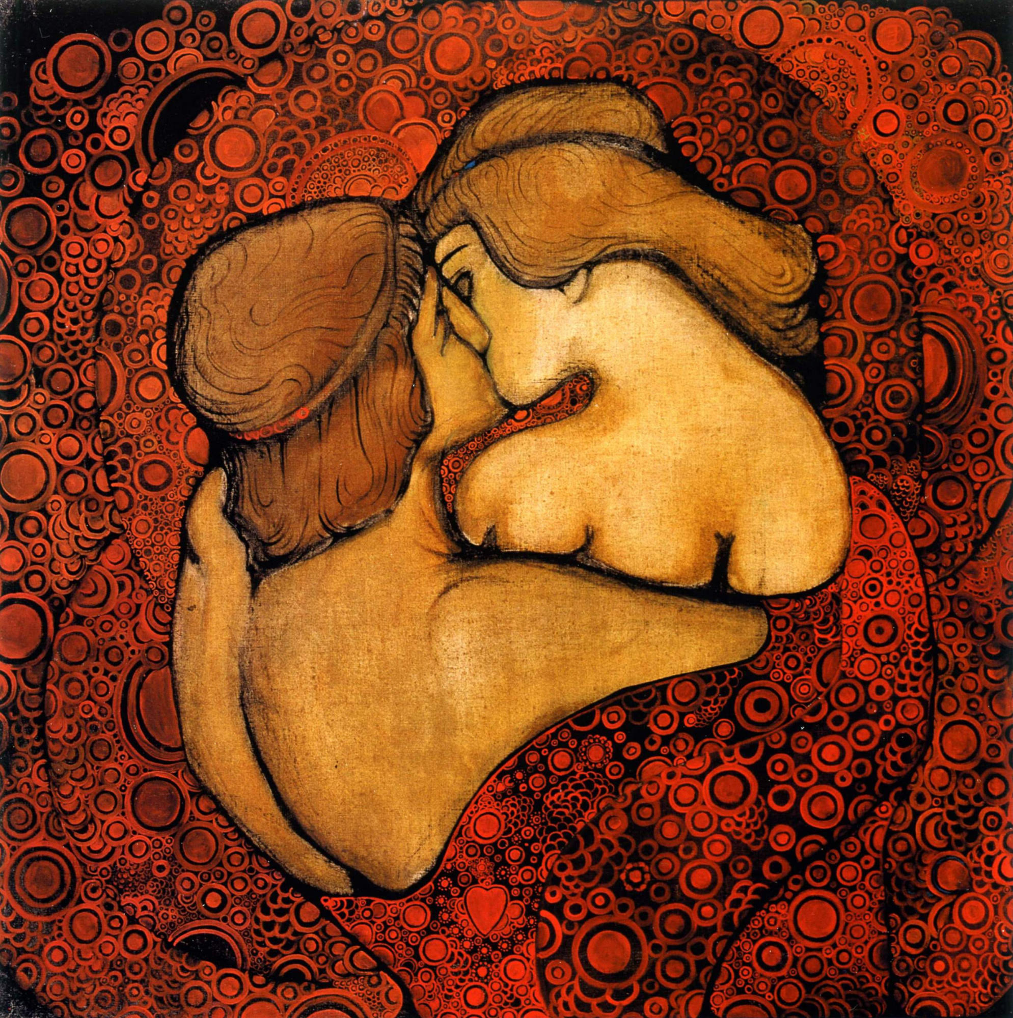 키스(The Kiss) by Vsevolod Maksymovych - 1913 - 100 cm x 100 cm 