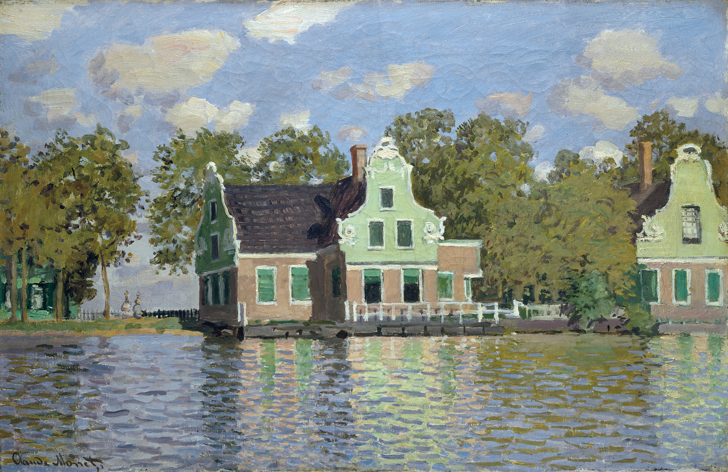 Domy na břehu řeky Zaan by Claude Monet - 1871 - 47,7 x 73,7 cm 